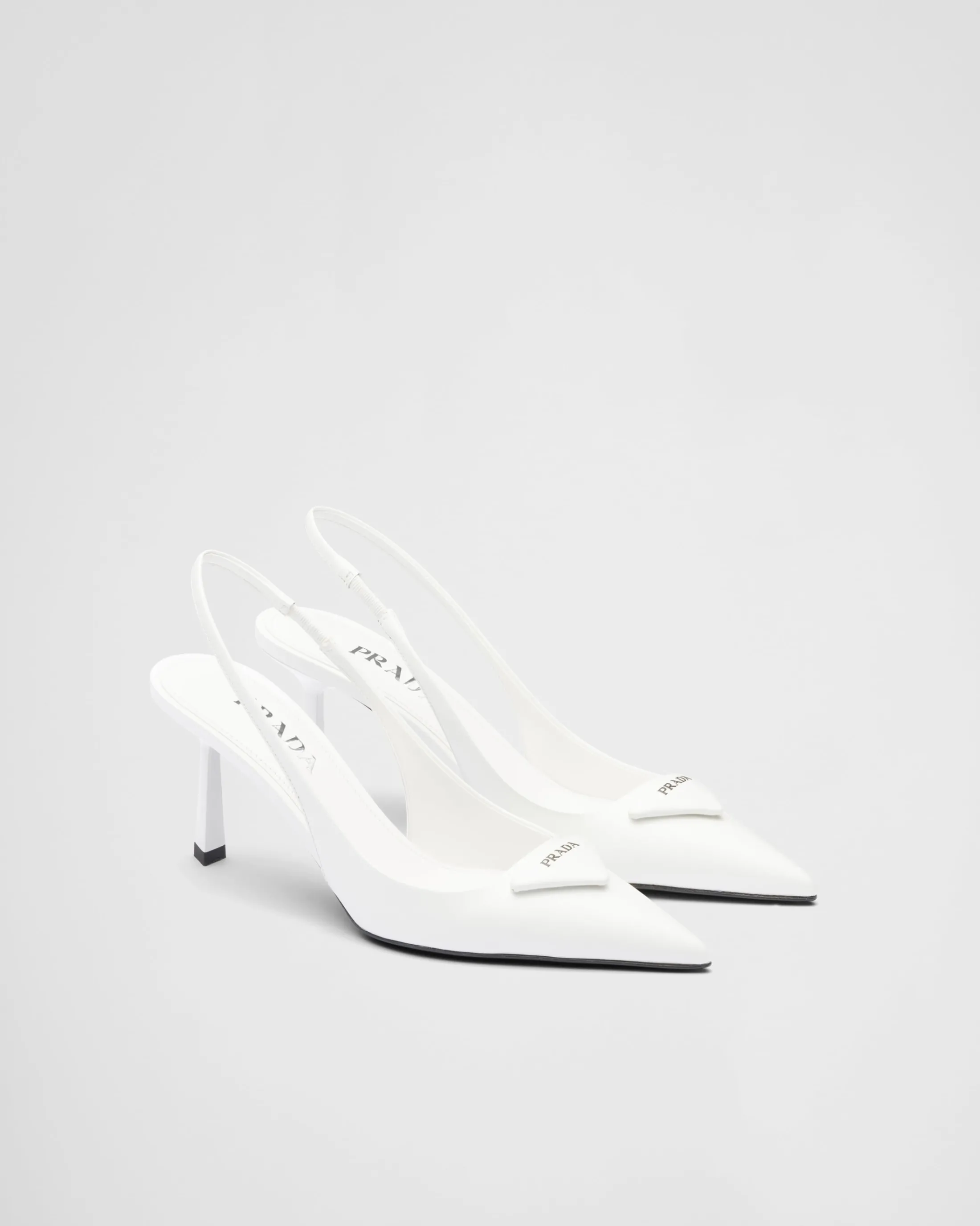 Prada Brushed leather slingback pumps White Shop