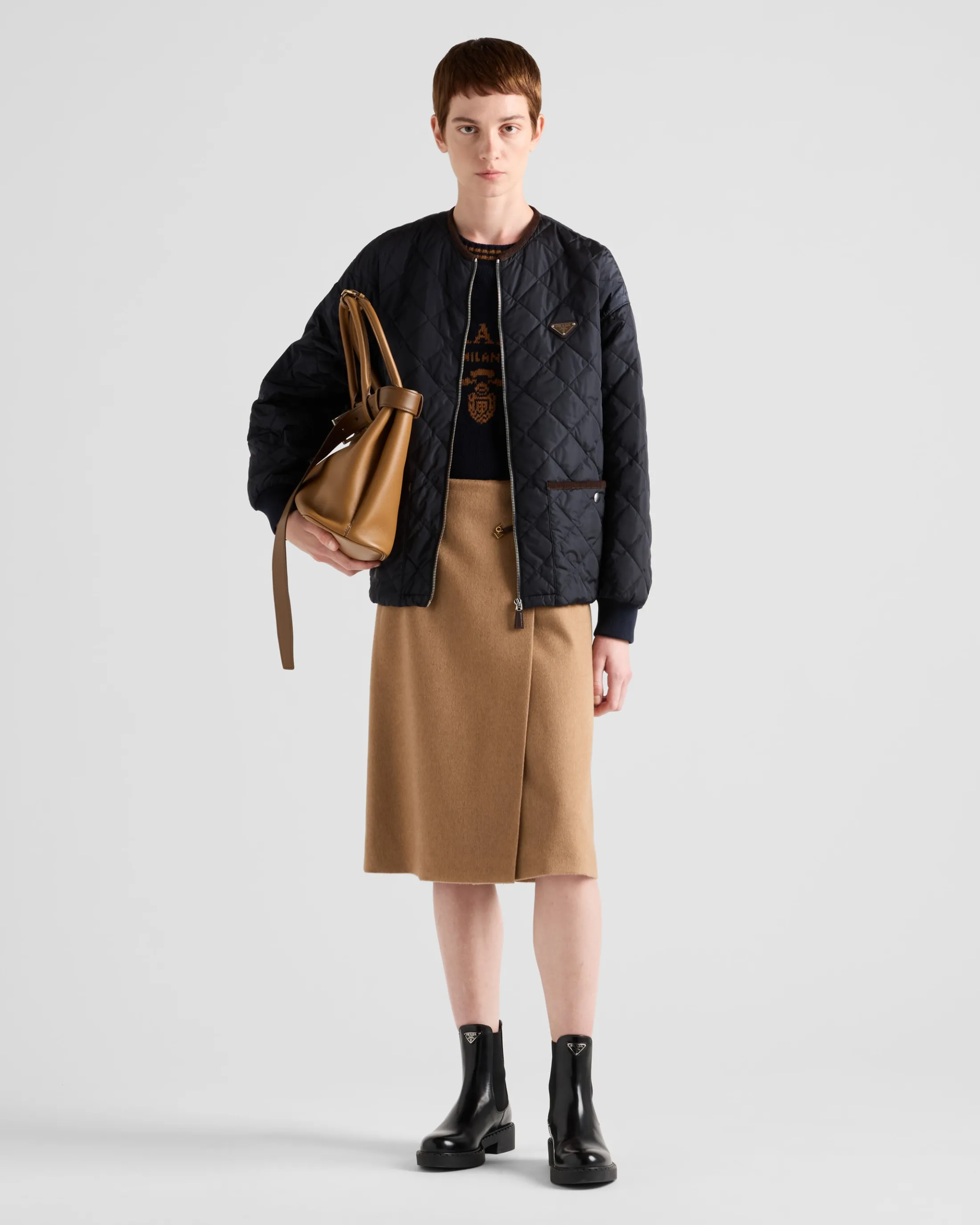 Prada Camel-hair midi-skirt Camelbrown Sale