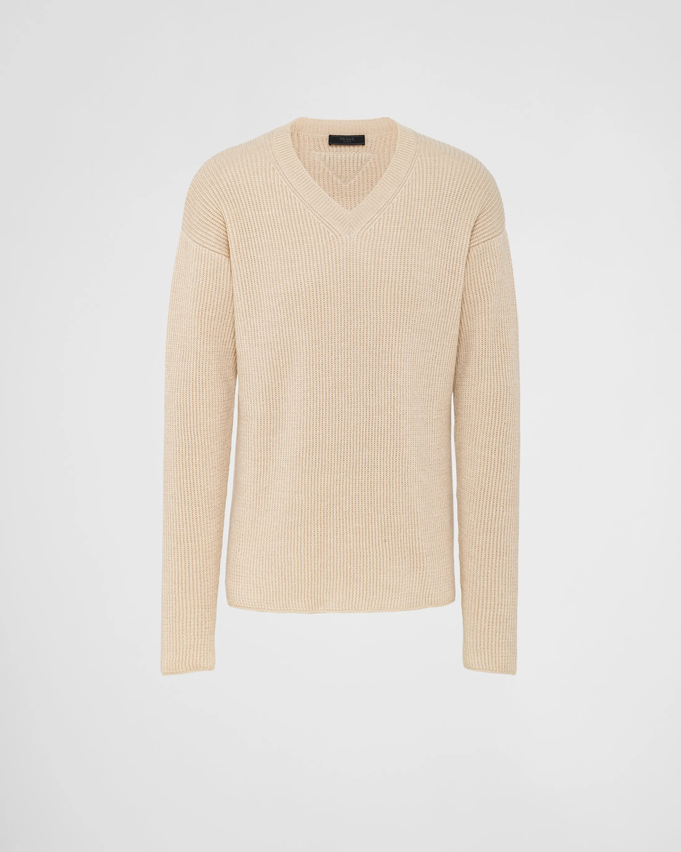 Prada Cashmere and linen V-neck sweater Albinowhite Cheap