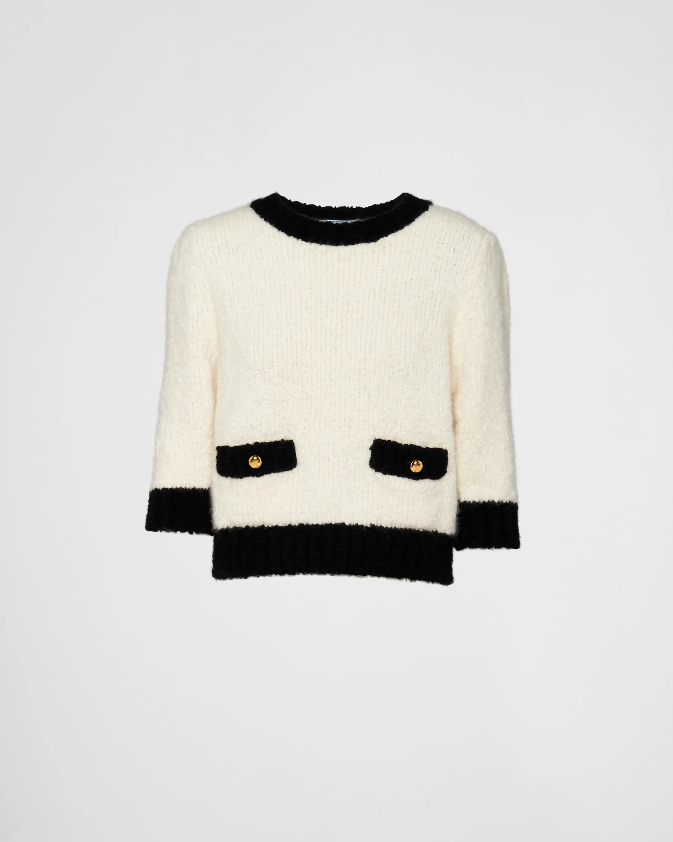 Prada Cashmere and silk crew-neck sweater White/black Best