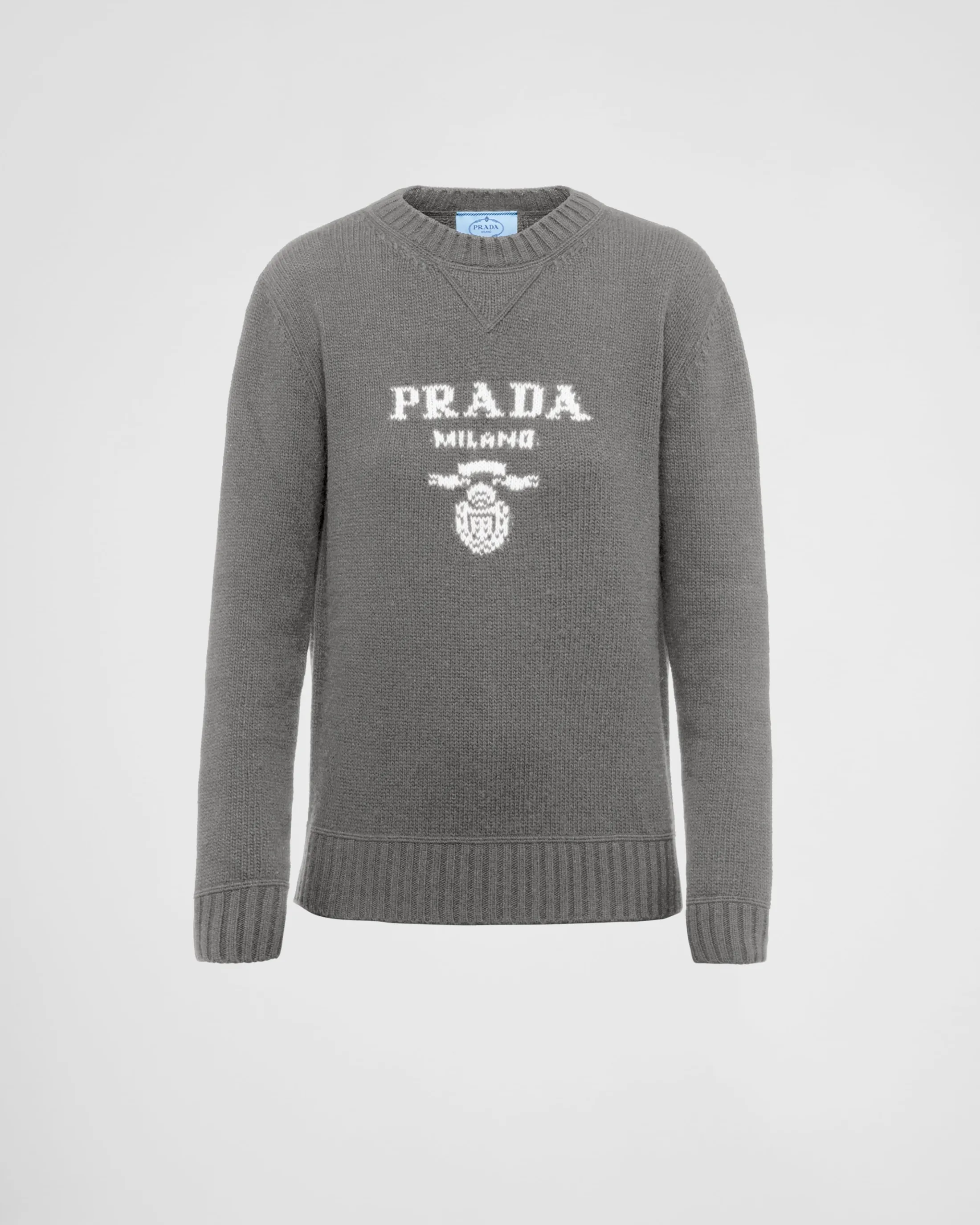 Prada Cashmere and wool logo crew-neck sweater Grey Hot