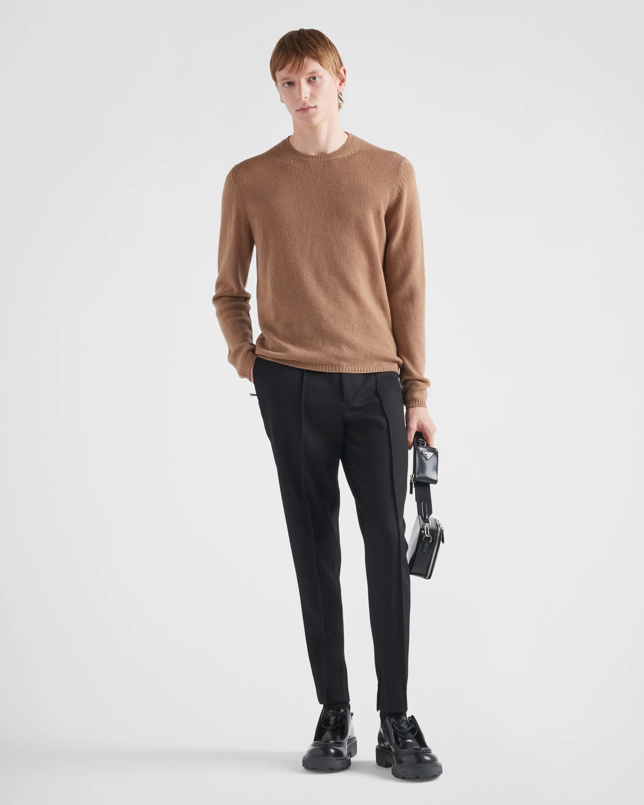 Prada Cashmere Crew-Neck Sweater Camelbrown Store