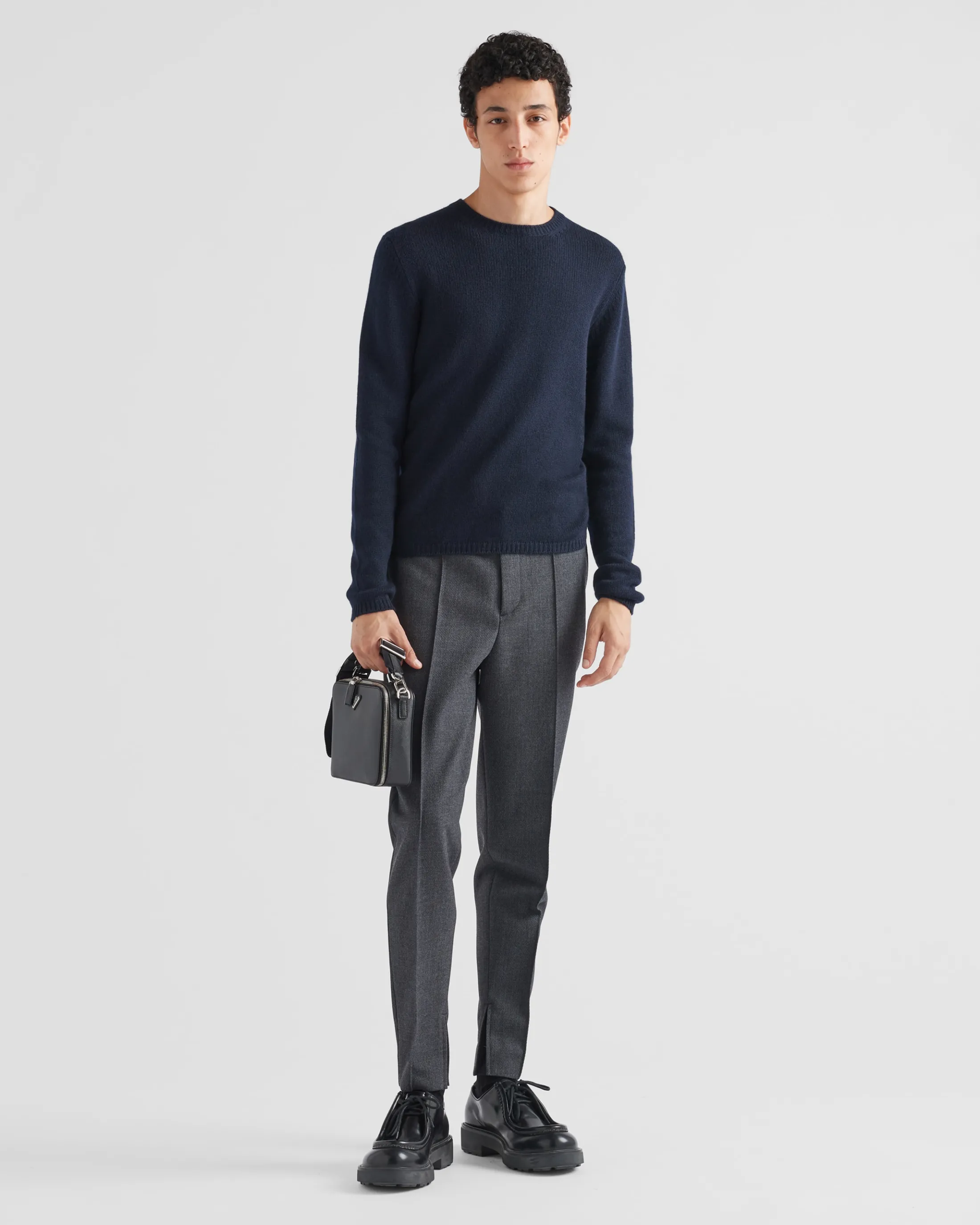 Prada Cashmere Crew-Neck Sweater Navy Discount