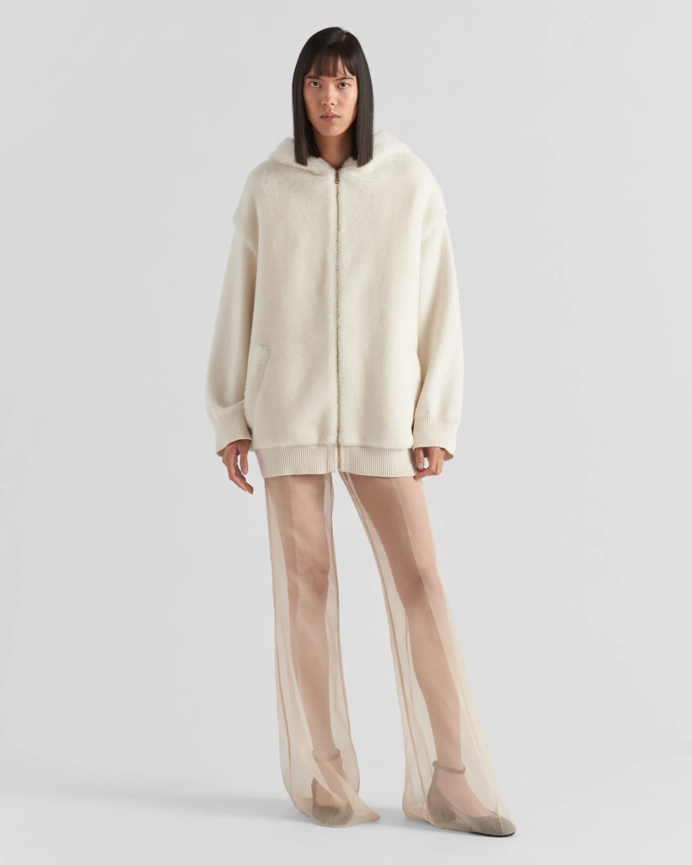 Prada Cashmere hoodie cardigan Chalkwhite Best