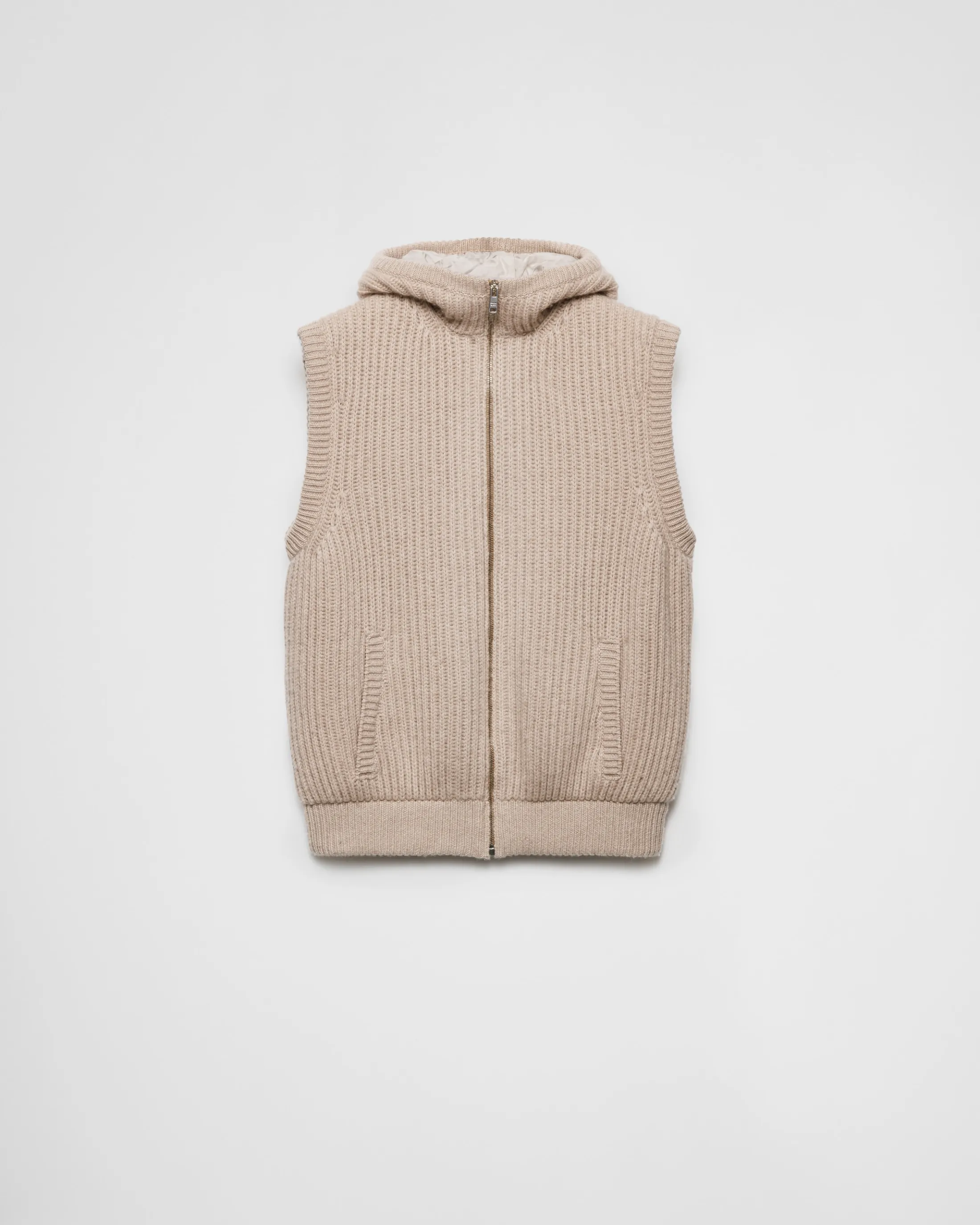 Prada Cashmere hoodie vest Desertbeige Cheap