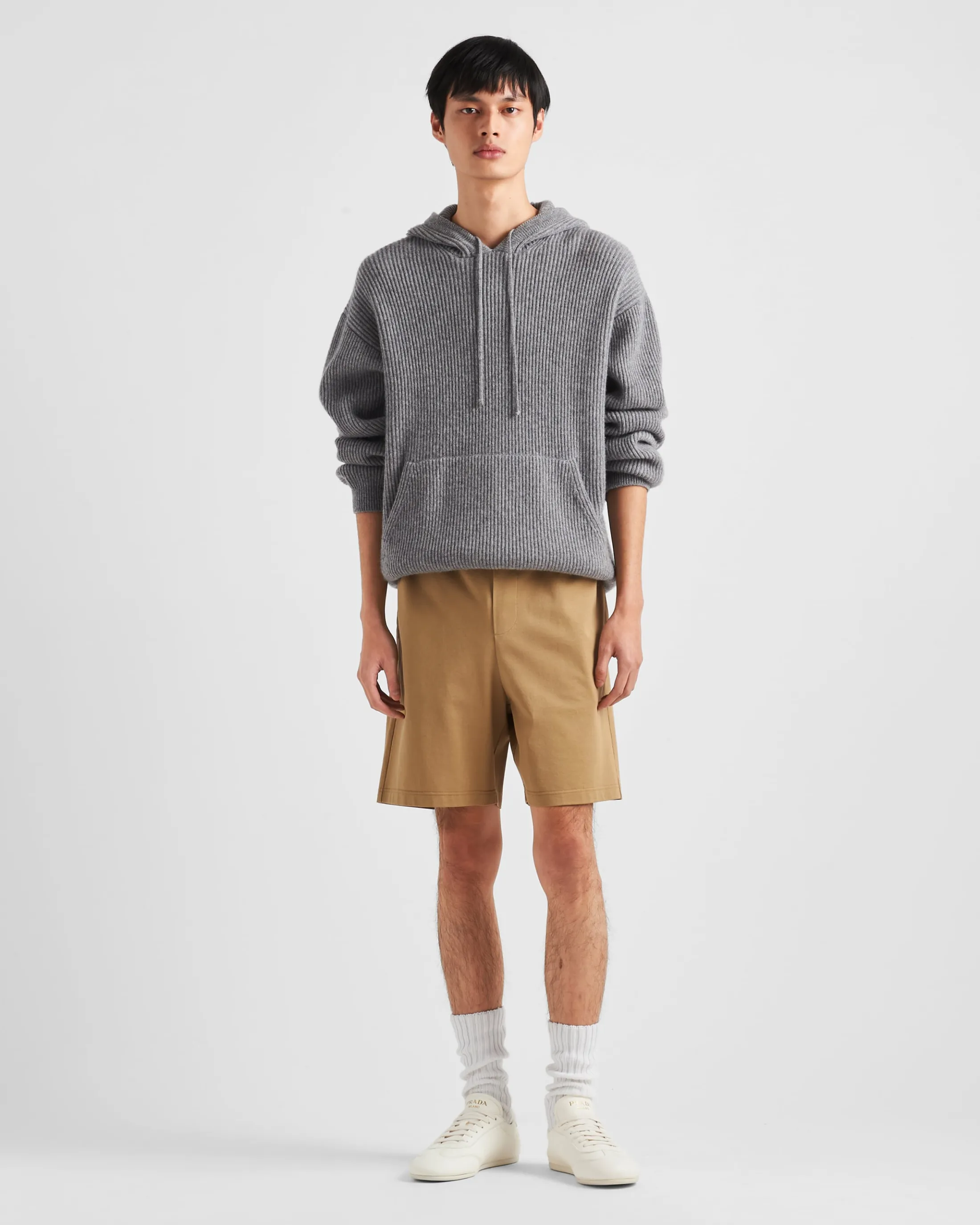 Prada Cashmere knit hoodie Grey Online