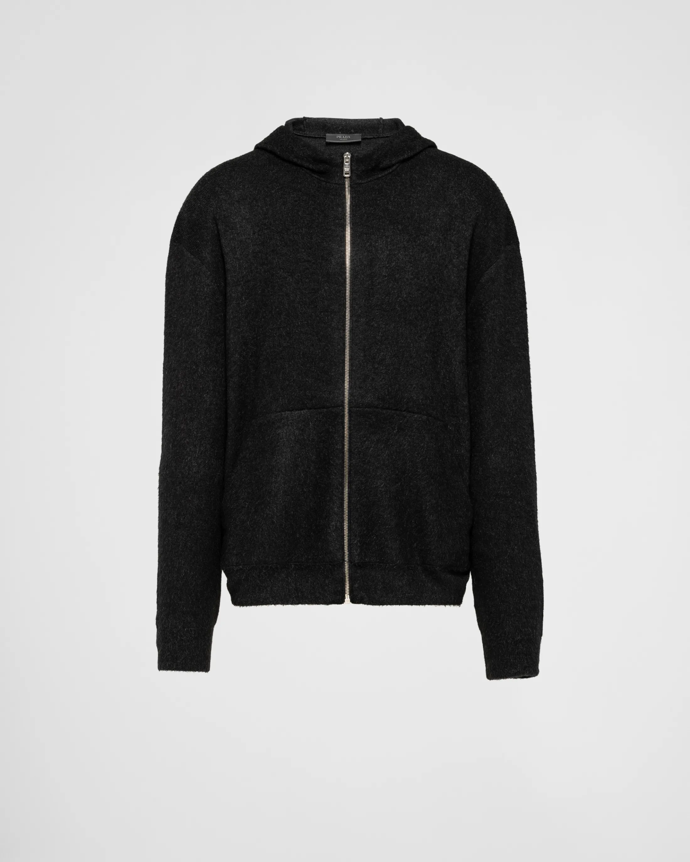 Prada Cashmere knit zipper hoodie Anthracitegray Sale