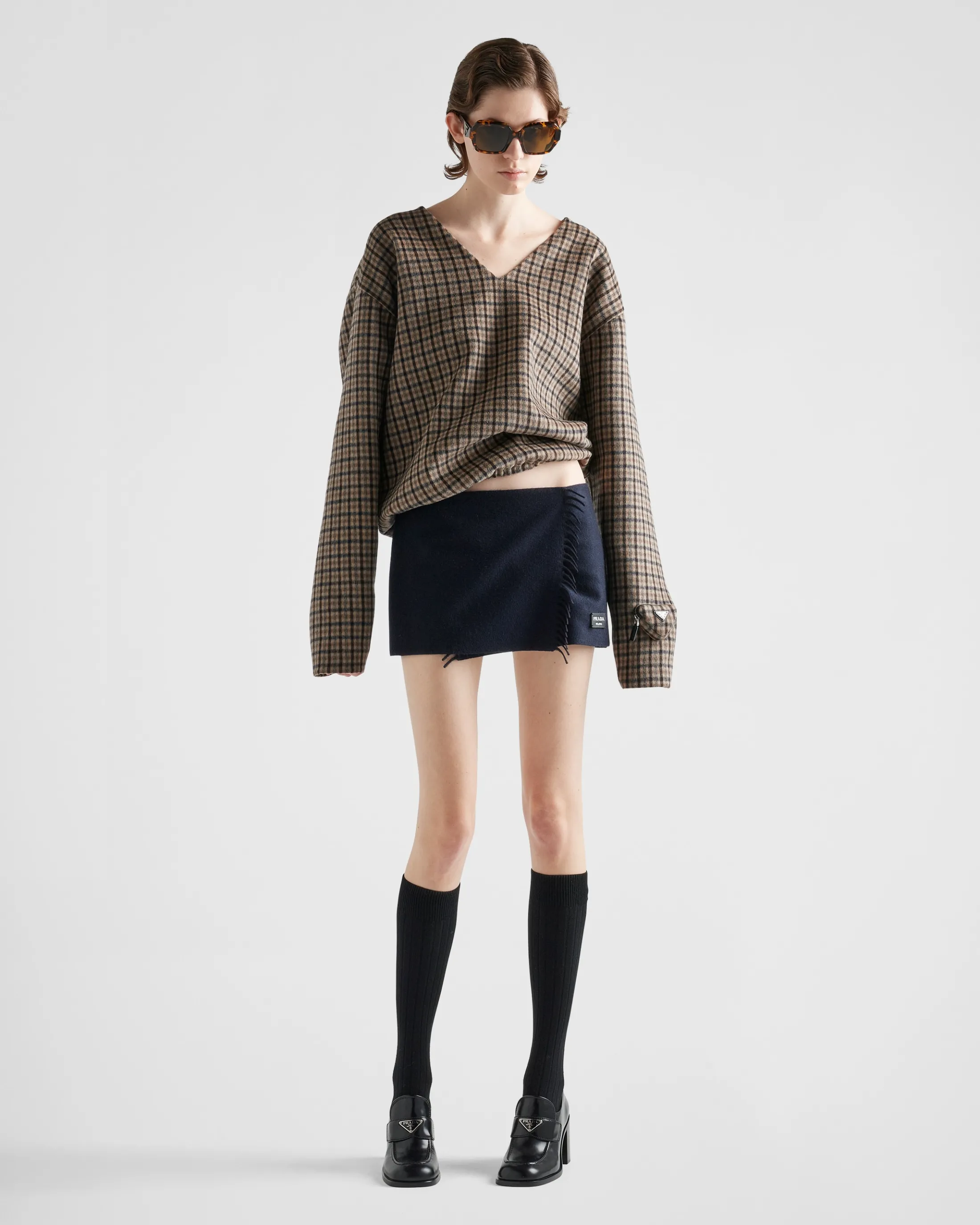 Prada Cashmere miniskirt Navy Outlet