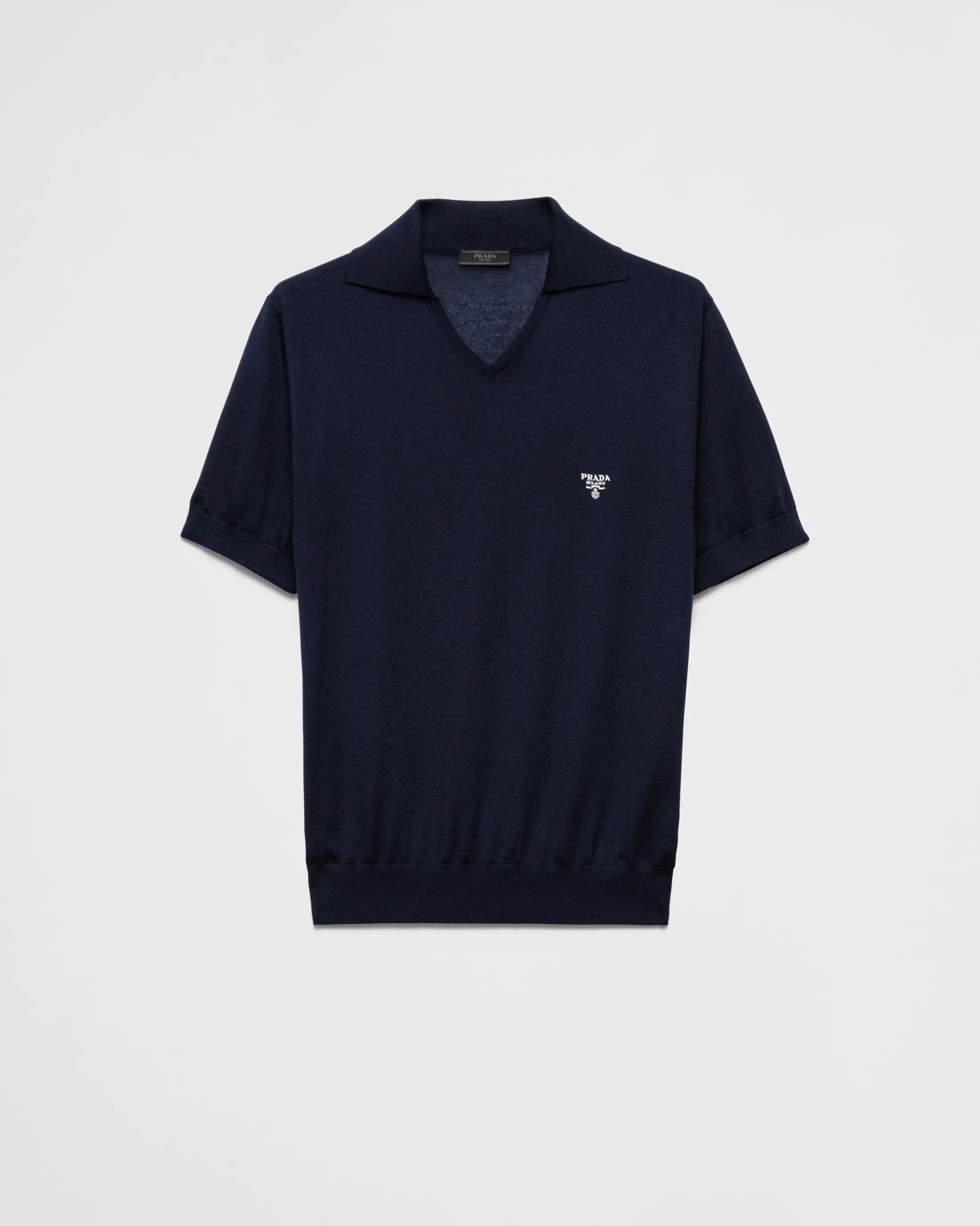 Prada Cashmere polo shirt Navy Flash Sale