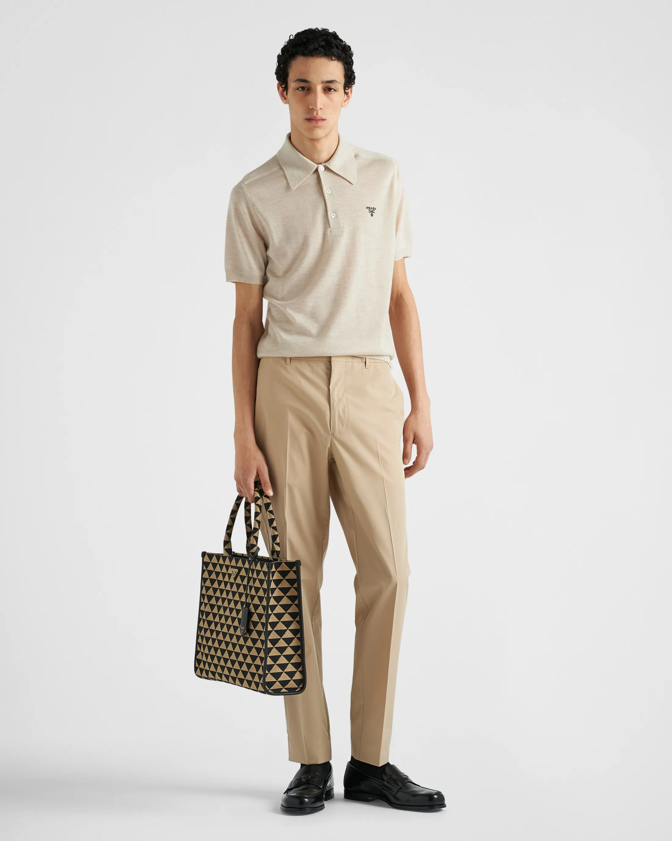 Prada Cashmere polo shirt Ivory Flash Sale