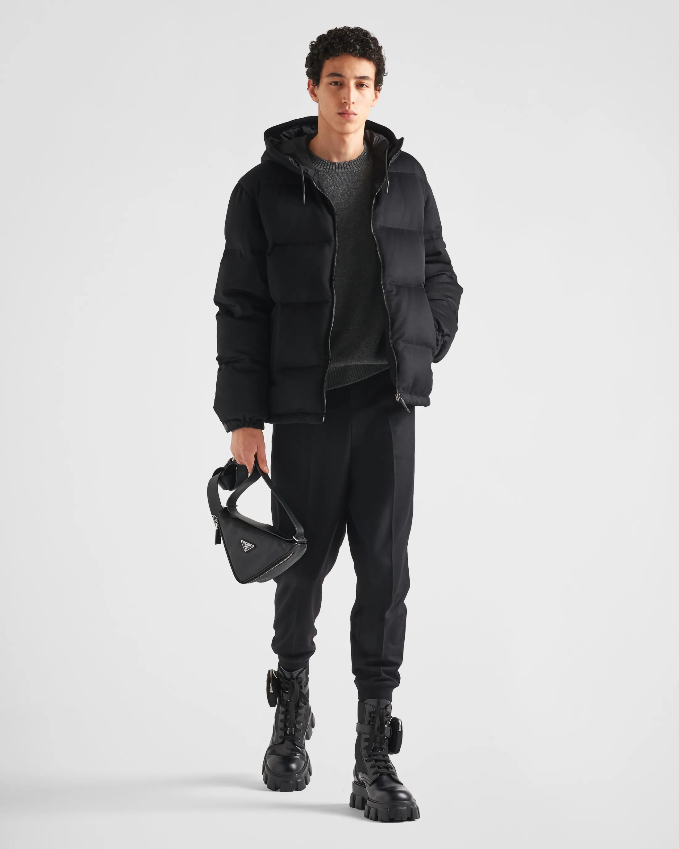 Prada Cashmere puffer jacket Black Outlet