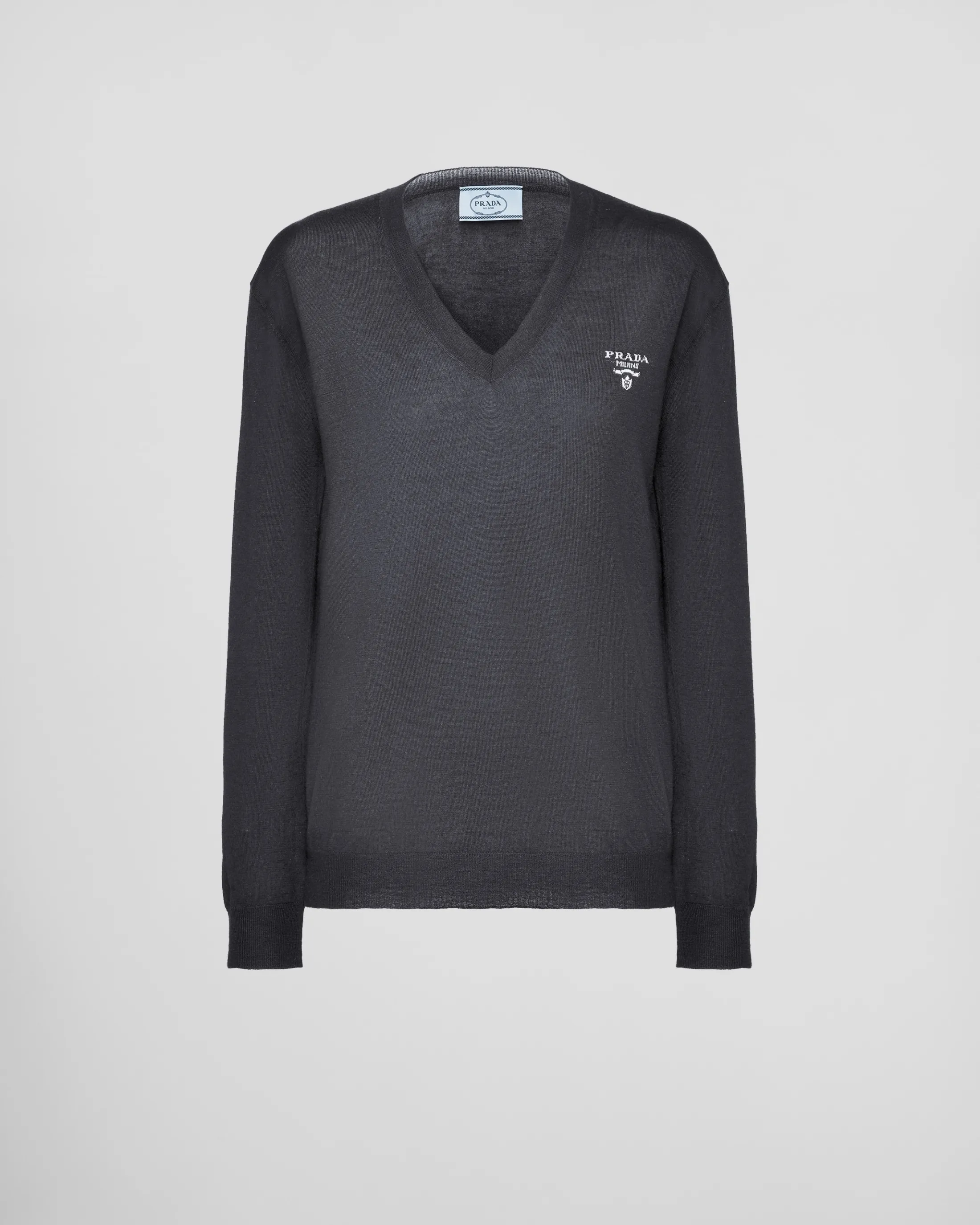 Prada Cashmere V-neck sweater Slategray New