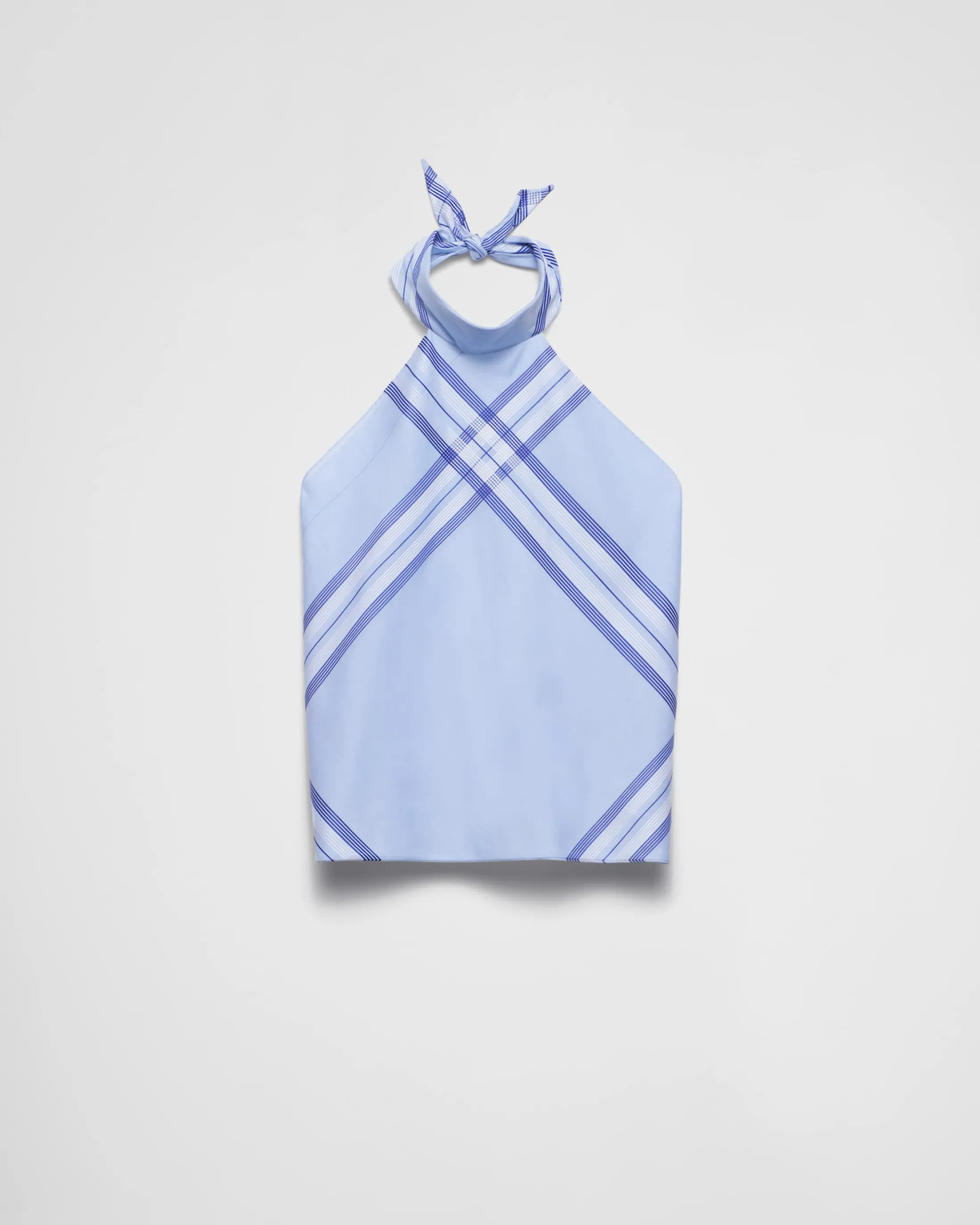 Prada Checked cotton halter top Skyblue Clearance