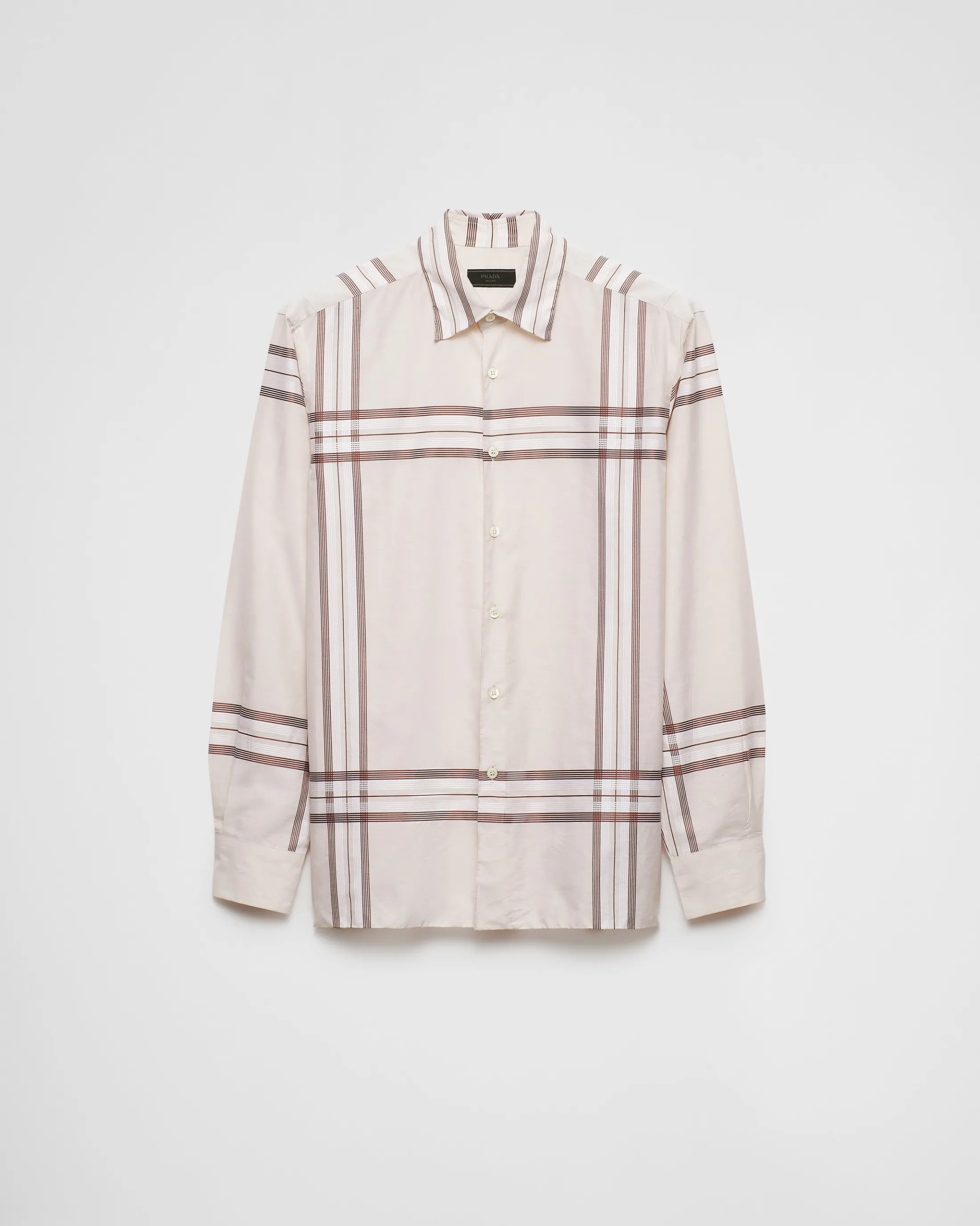 Prada Checked cotton shirt Sand/cocoabrown Best