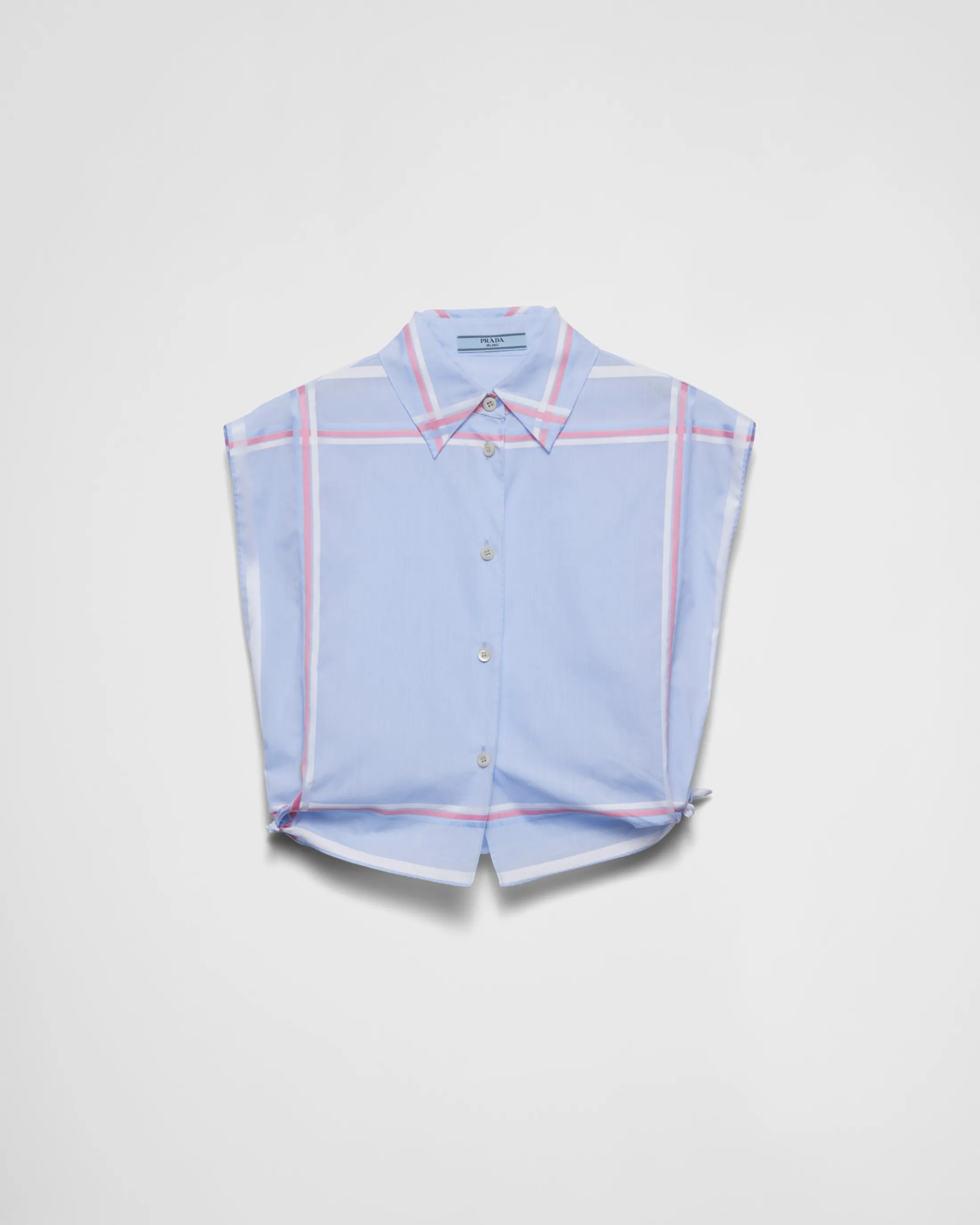 Prada Checked cropped cotton shirt Lightblue Clearance