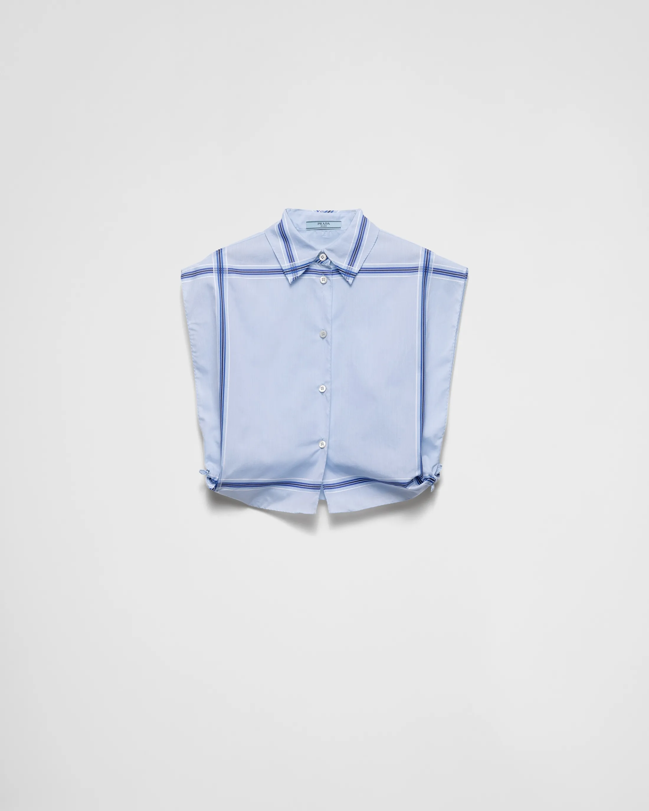 Prada Checked cropped cotton shirt Skyblue Cheap