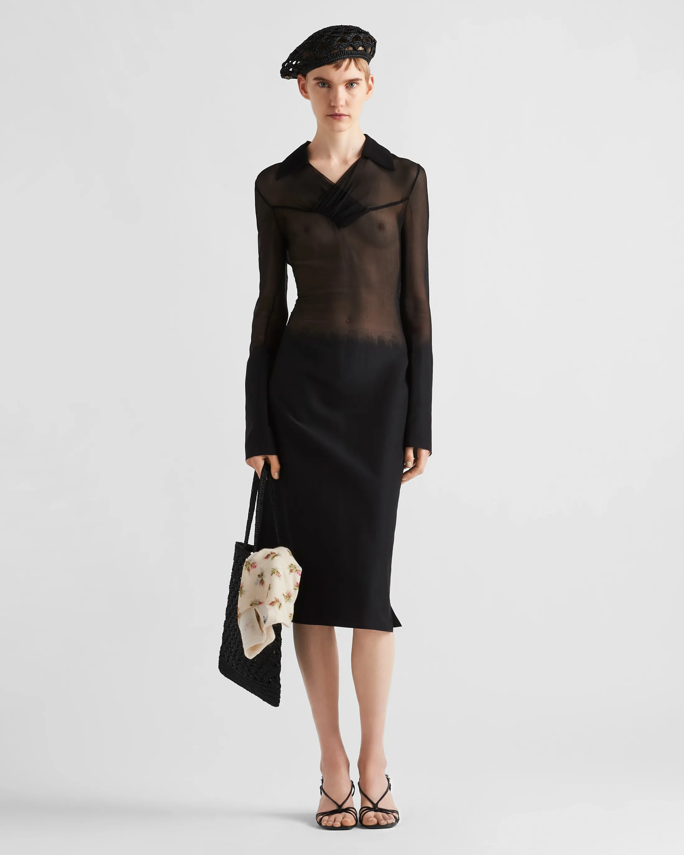 Prada Chiffon dress Black Discount