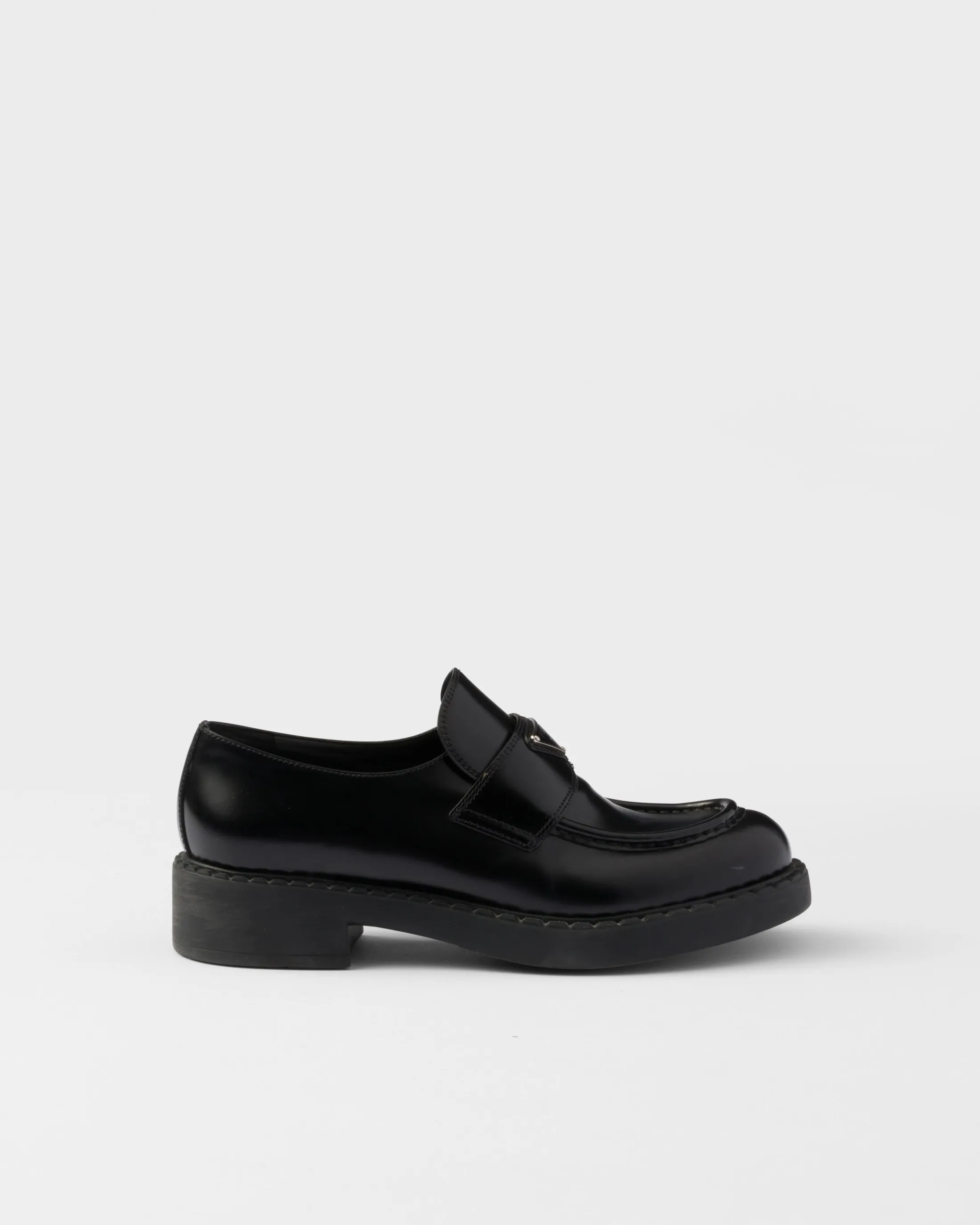 Prada Chocolate brushed leather loafers Black Sale