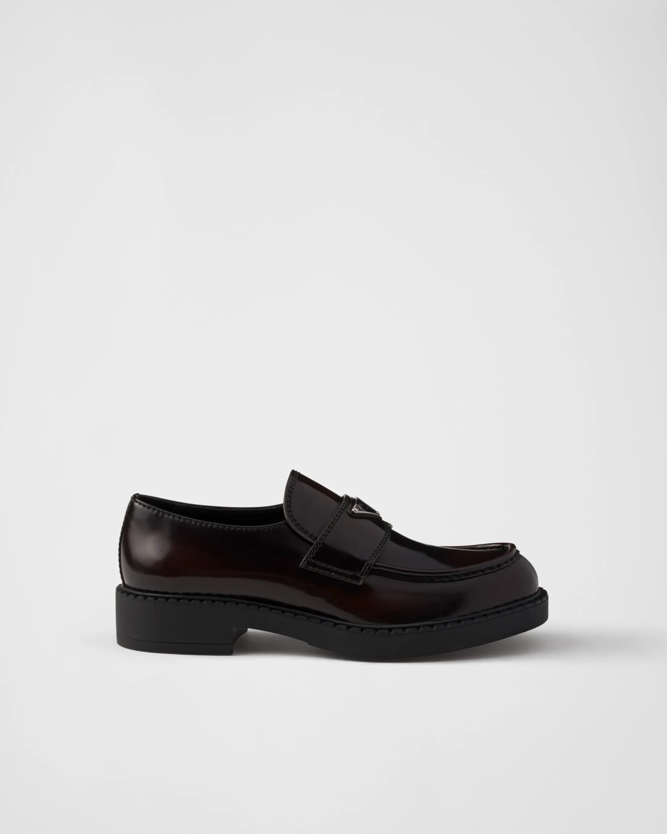 Prada Chocolate brushed leather loafers Sienna Outlet