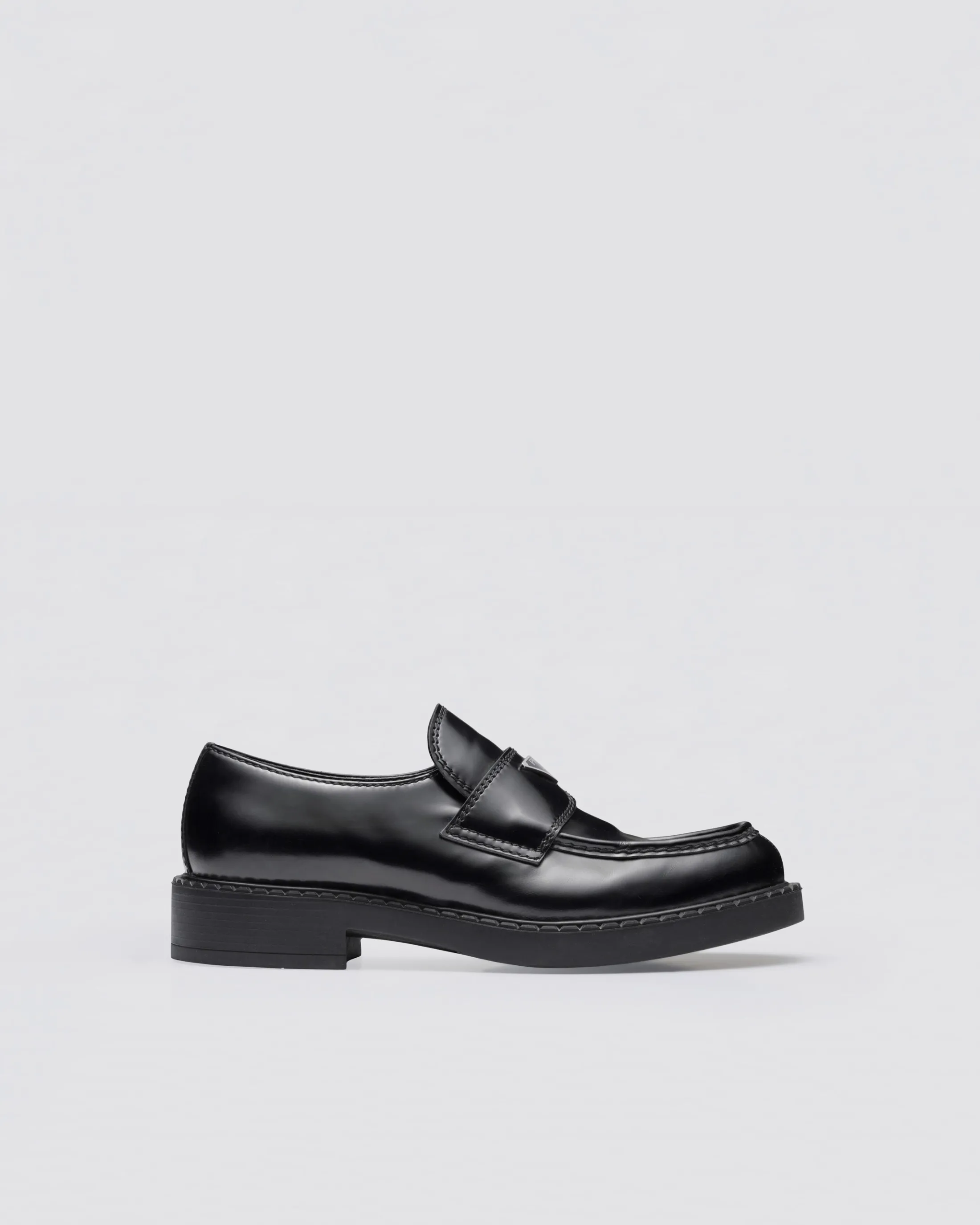 Prada Chocolate brushed leather loafers Black Sale