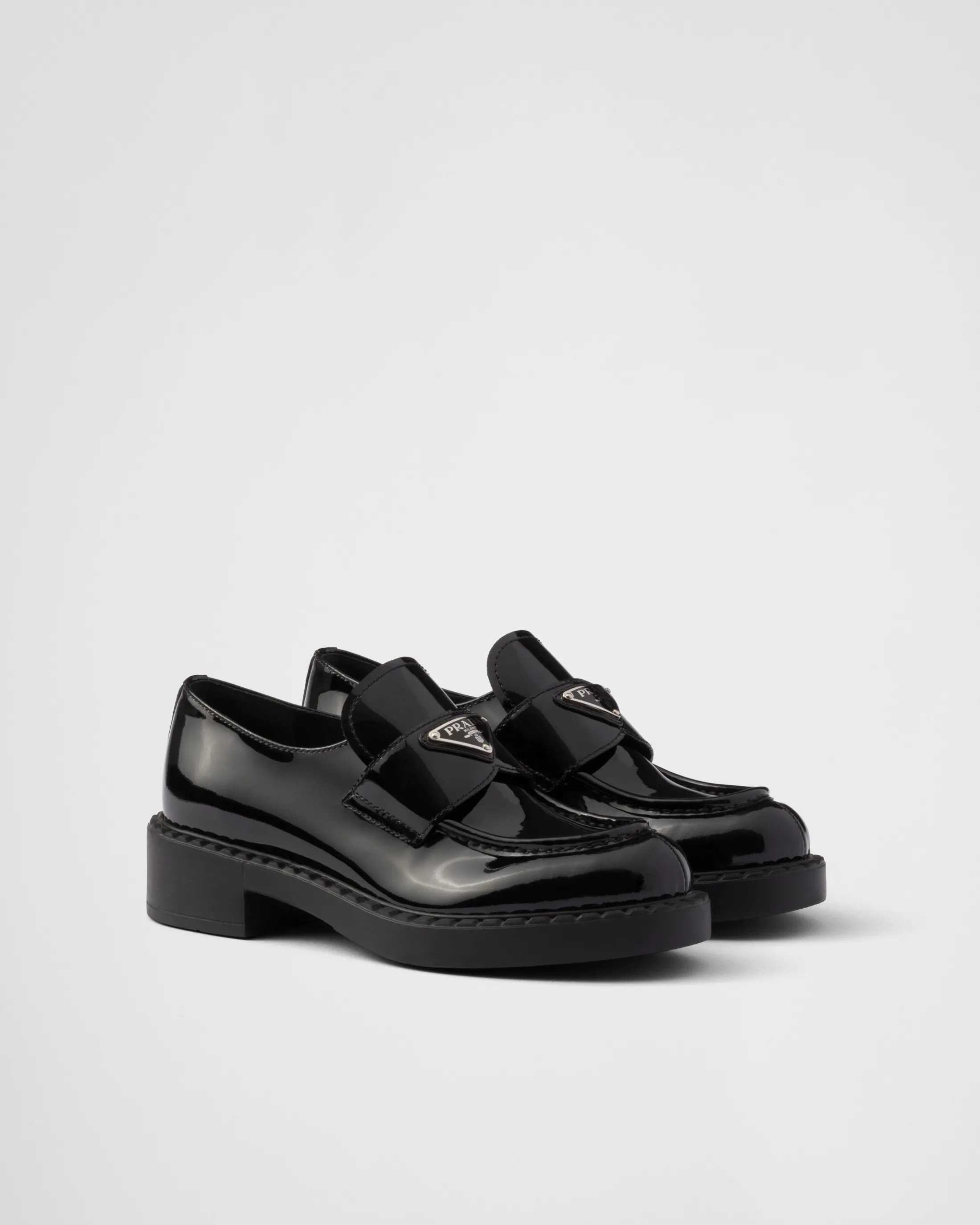 Prada Chocolate patent leather loafers Black Cheap