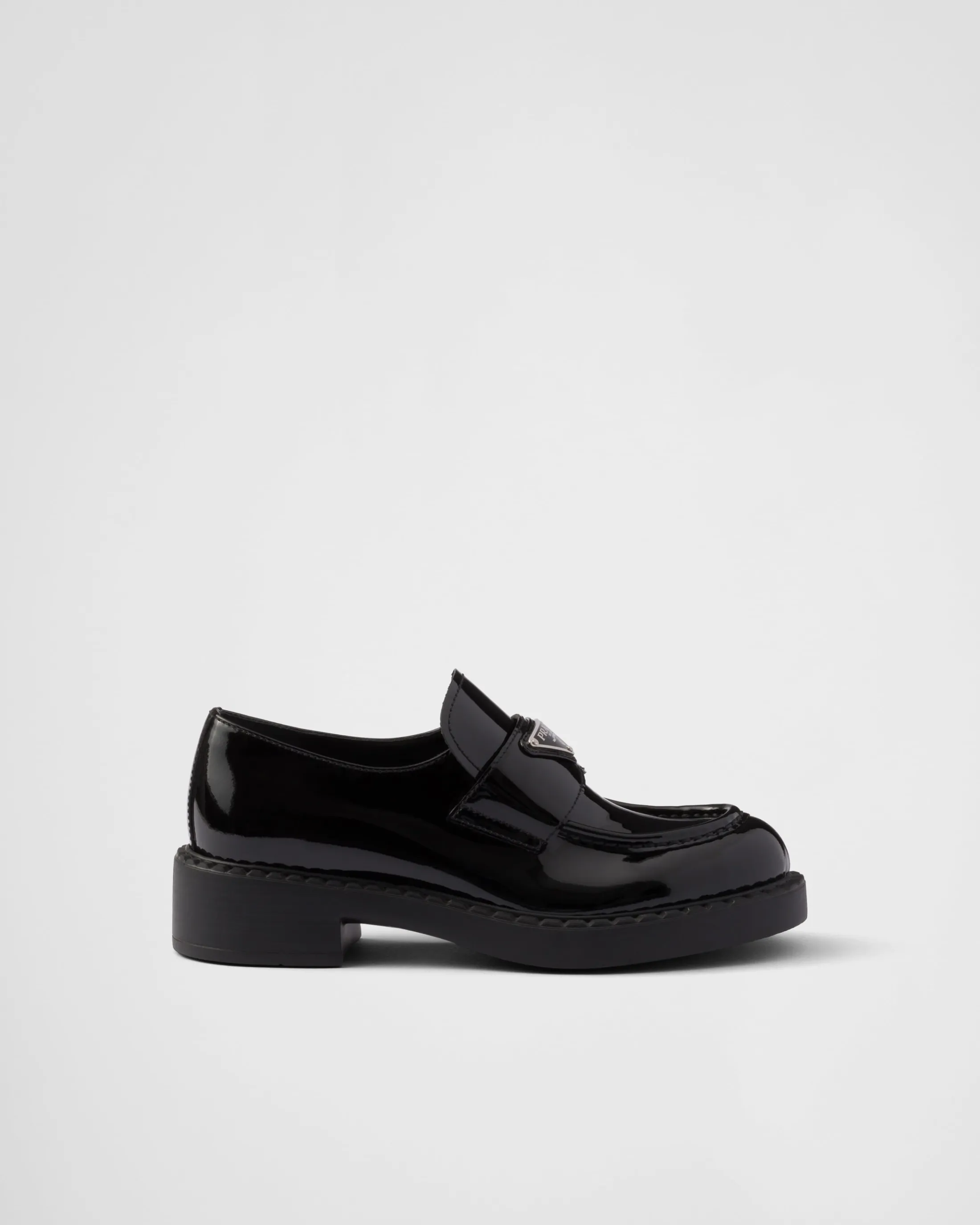 Prada Chocolate patent leather loafers Black Cheap