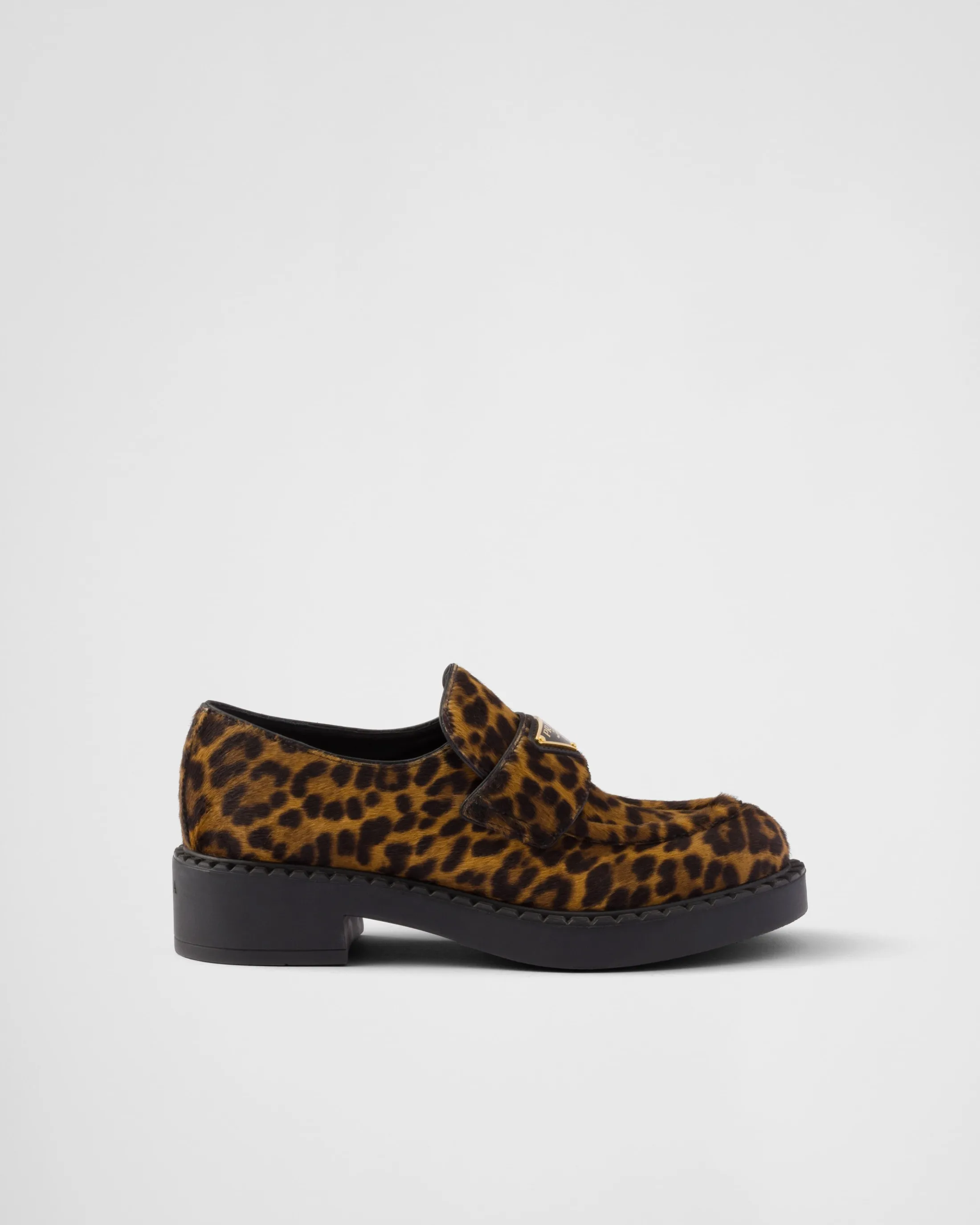 Prada Chocolate printed leather loafers Honey Fashion