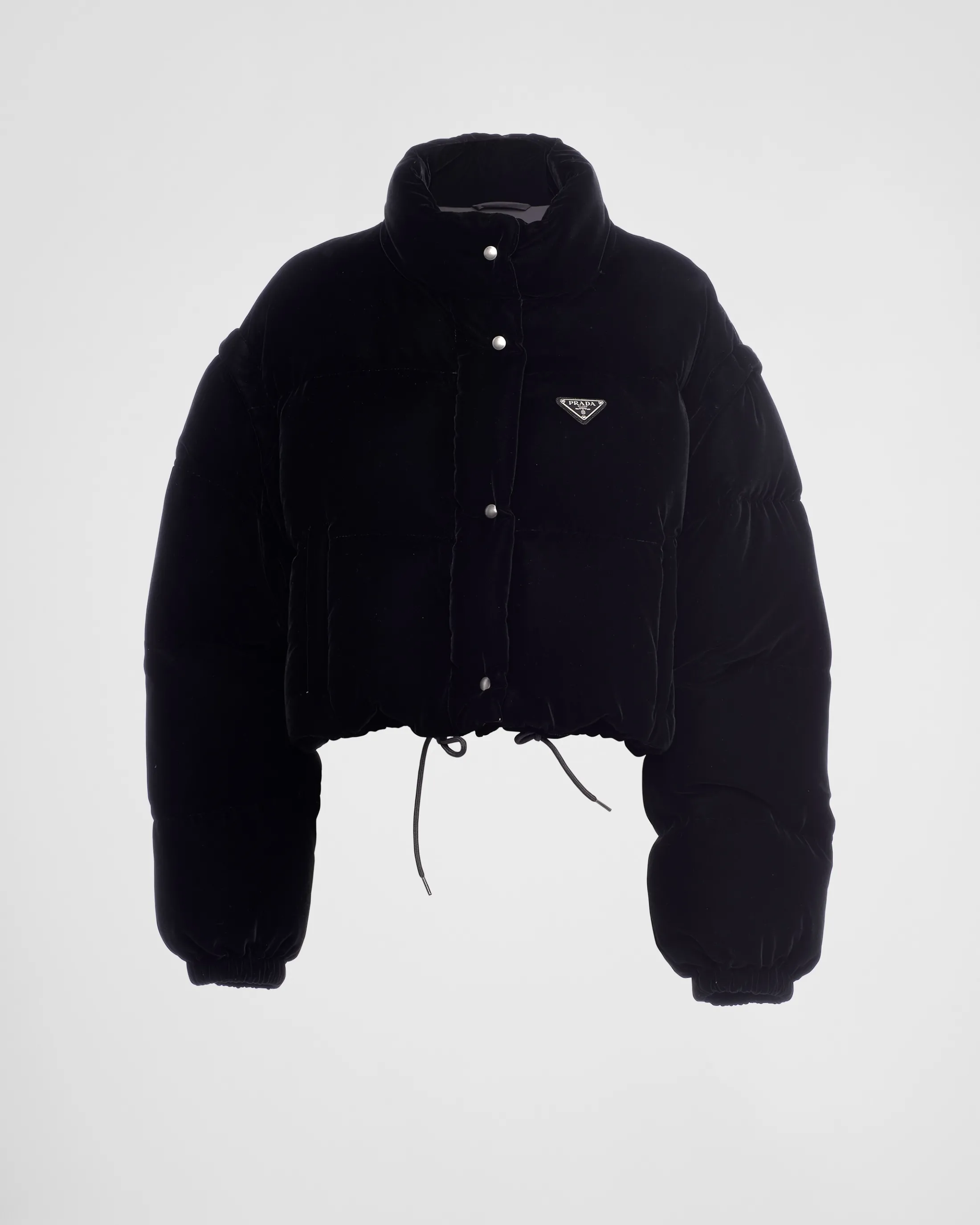 Prada Convertible cropped velvet down jacket Black Sale