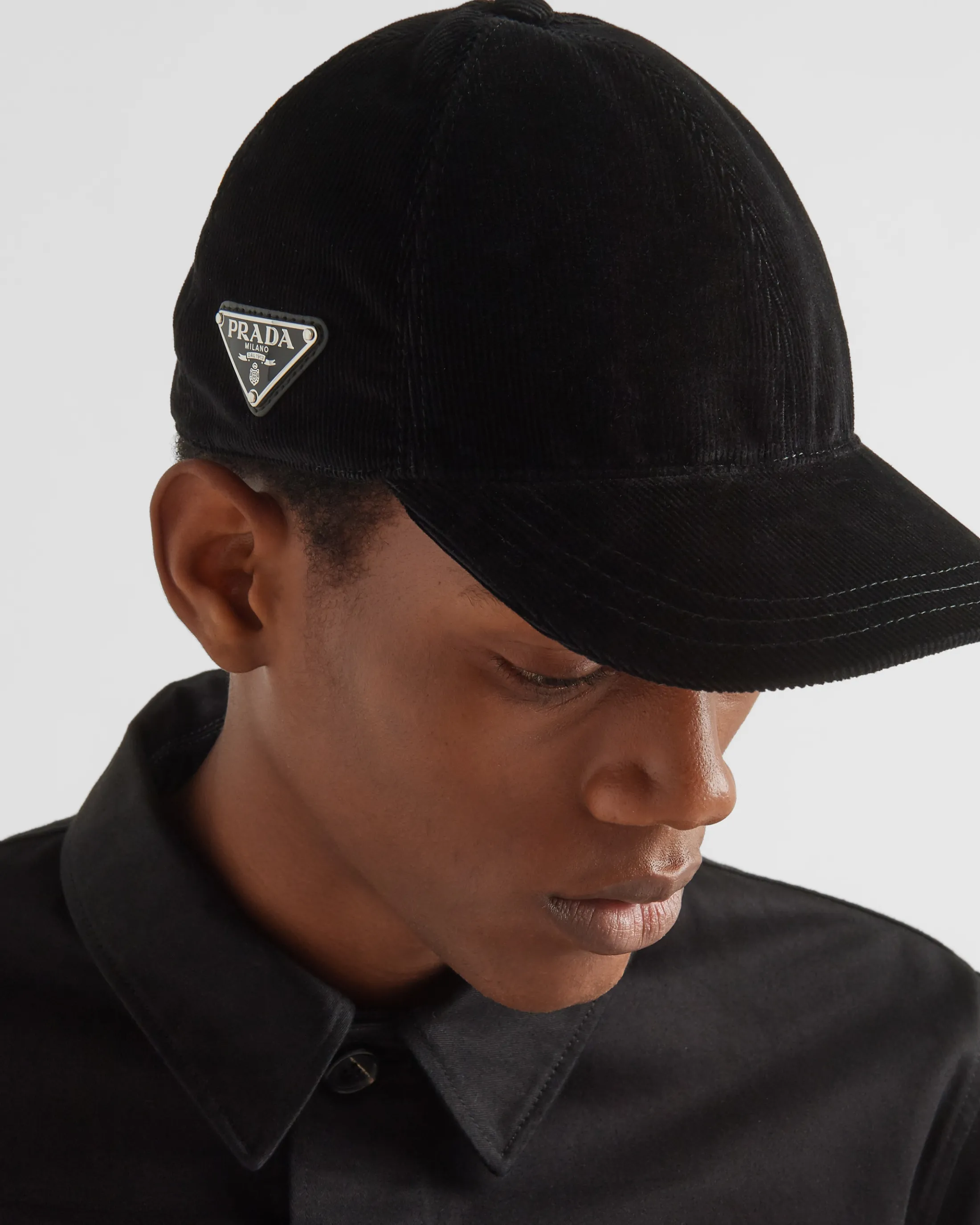 Prada Corduroy baseball cap Black Outlet