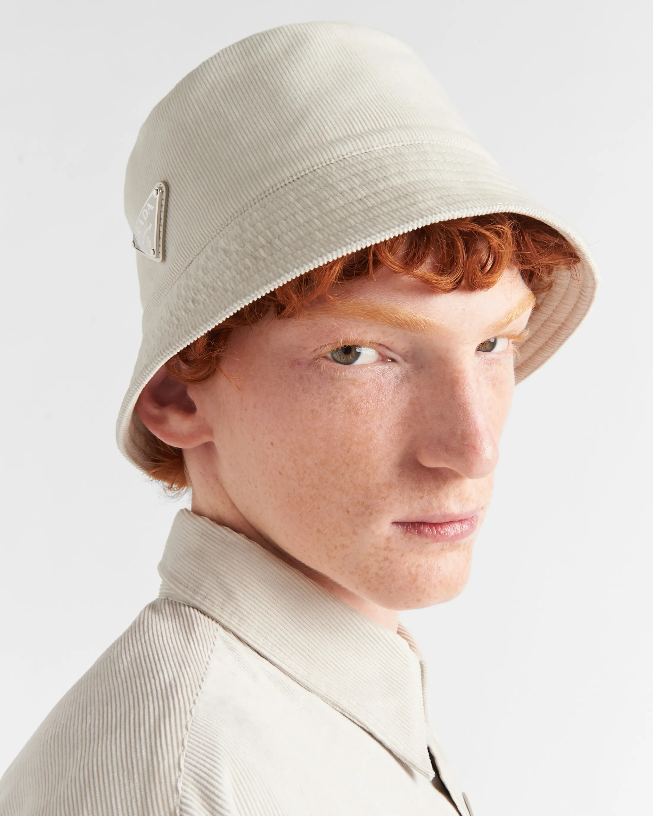 Prada Corduroy bucket hat Chalkwhite Best