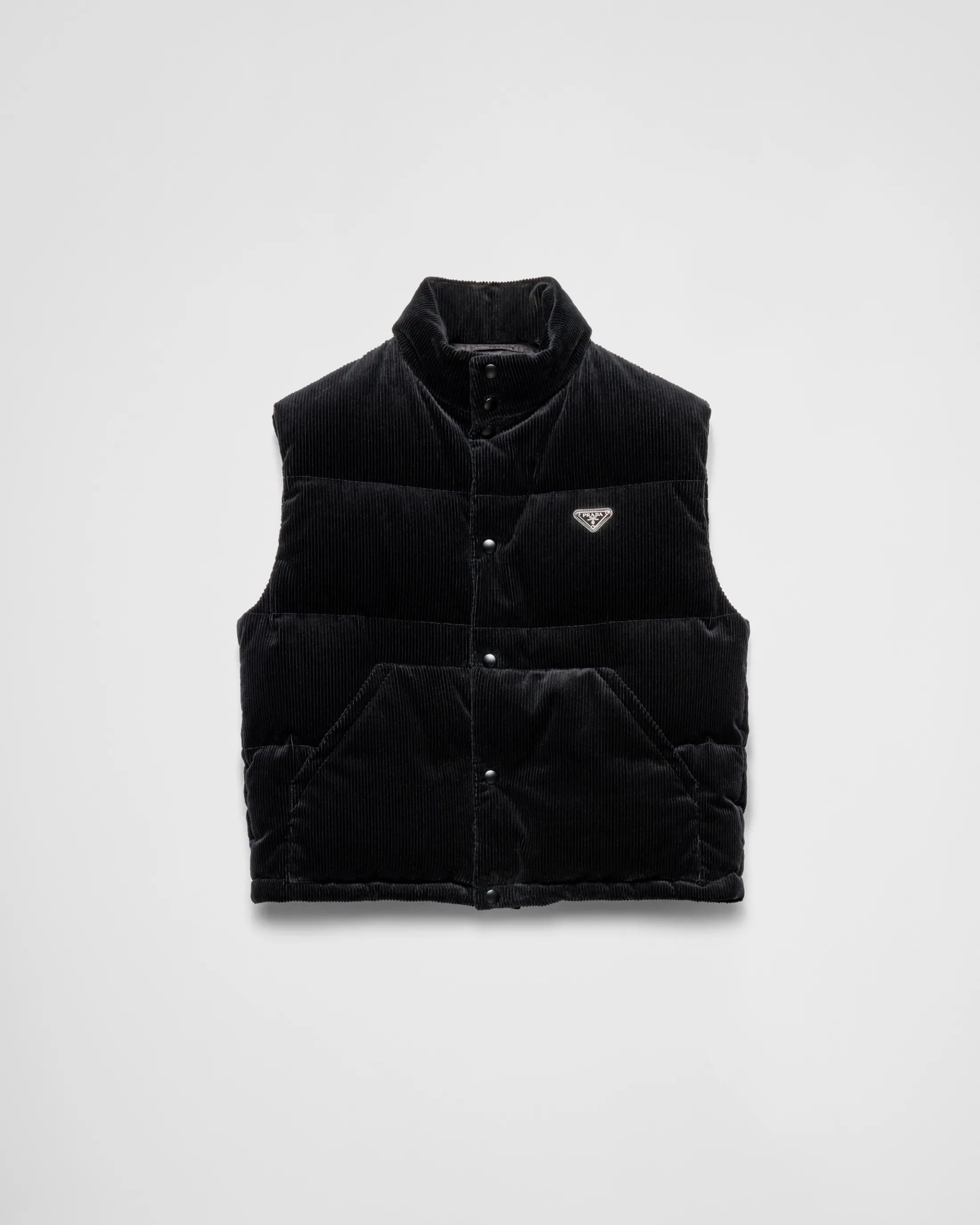 Prada Corduroy down vest Black Cheap