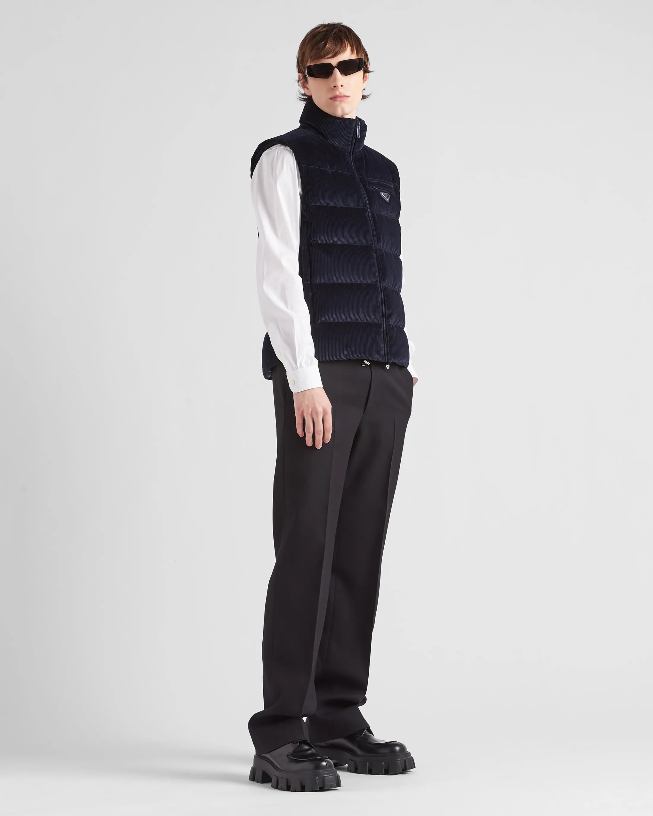 Prada Corduroy down vest Blue Online