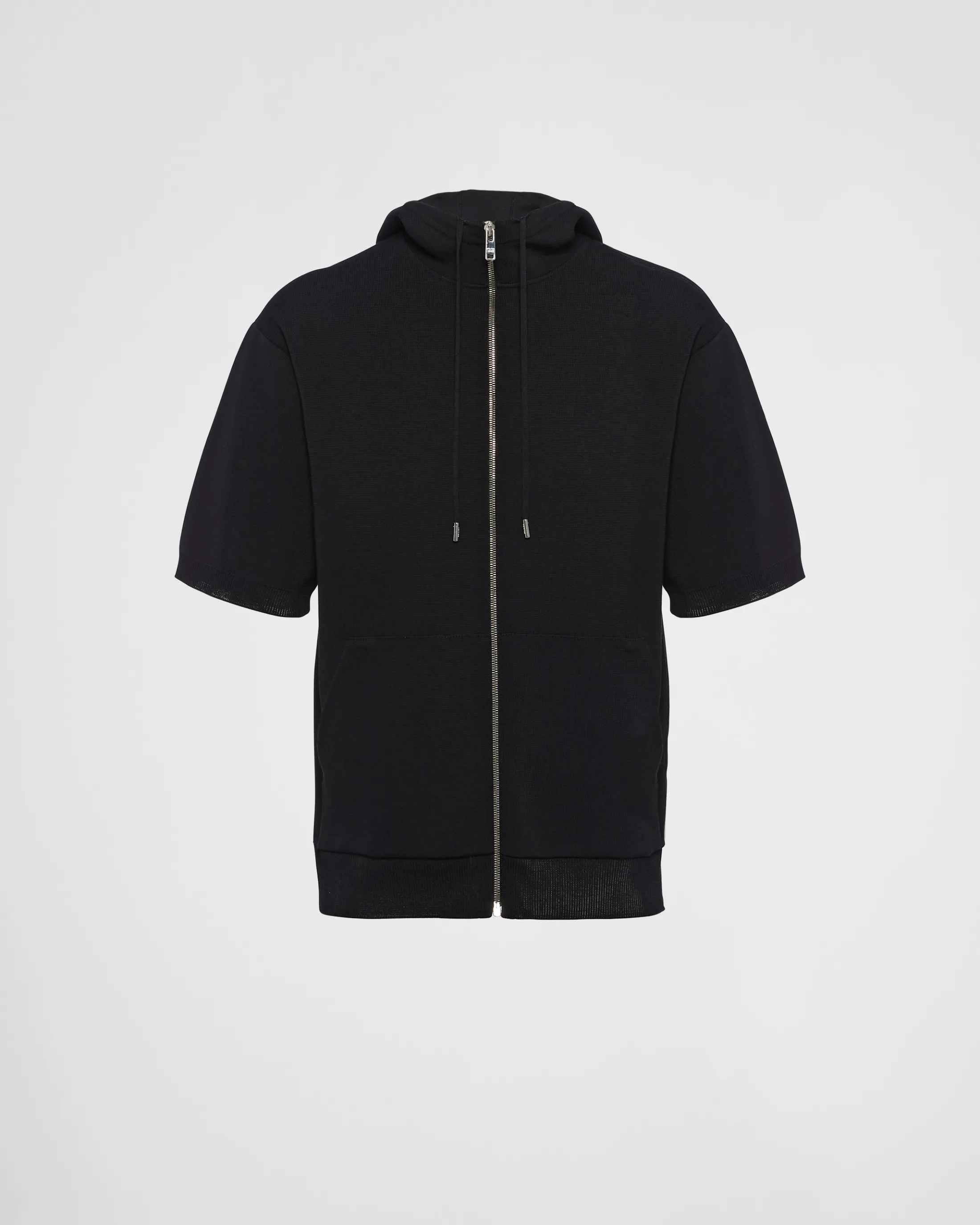 Prada Cotton and viscose knit hoodie Black Shop