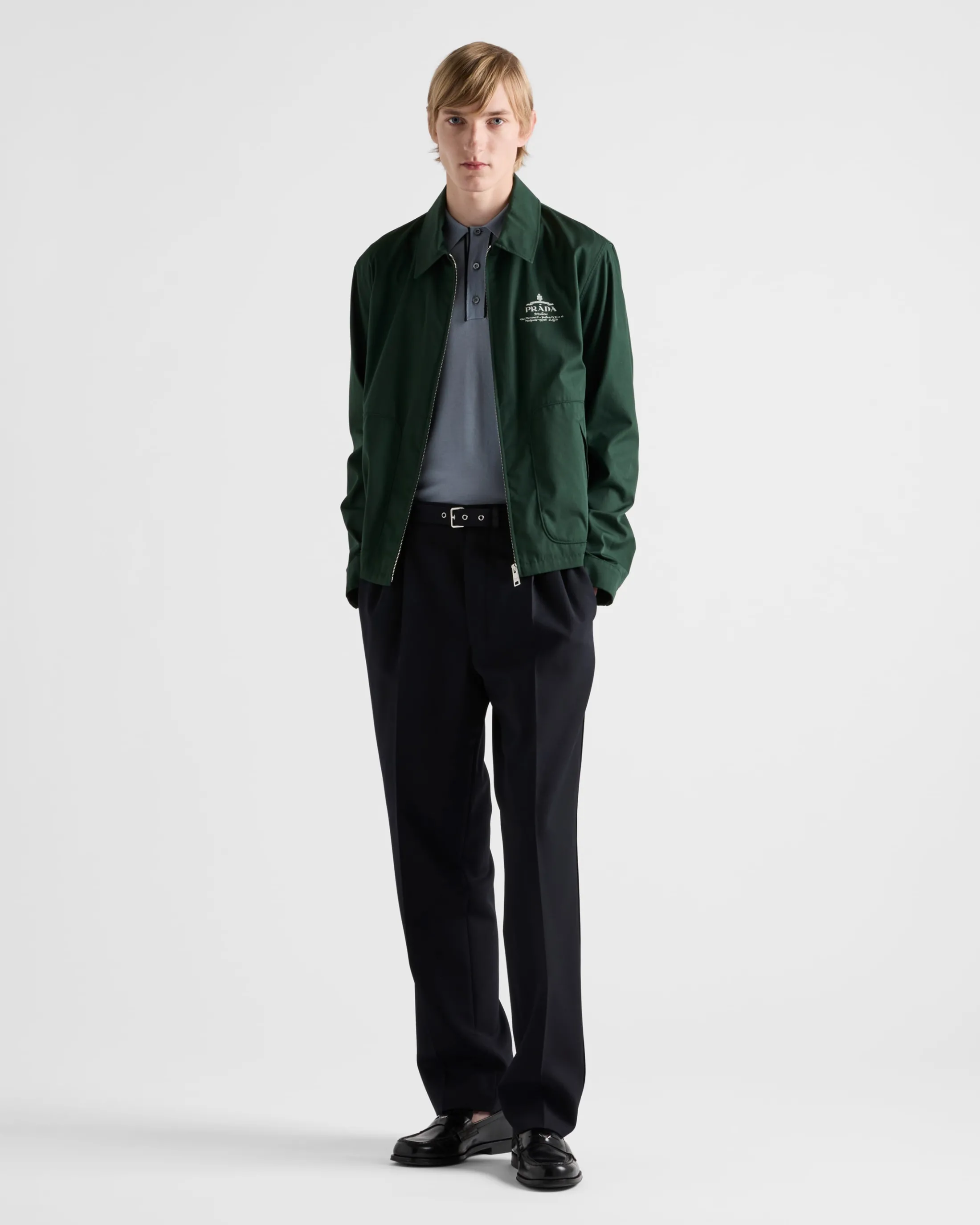 Prada Cotton blend blouson jacket Billiardgreen Cheap