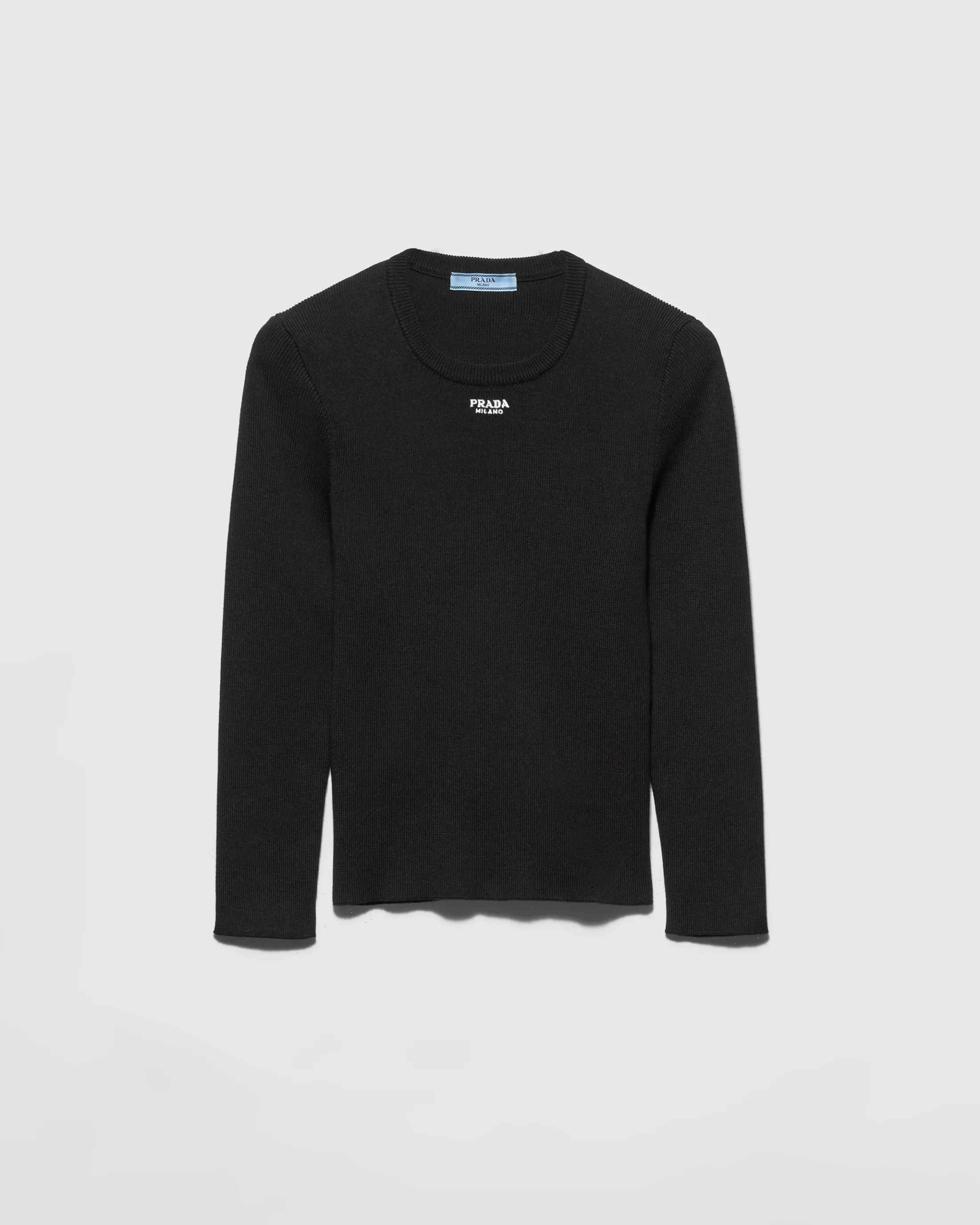 Prada Cotton crew-neck sweater Black Sale