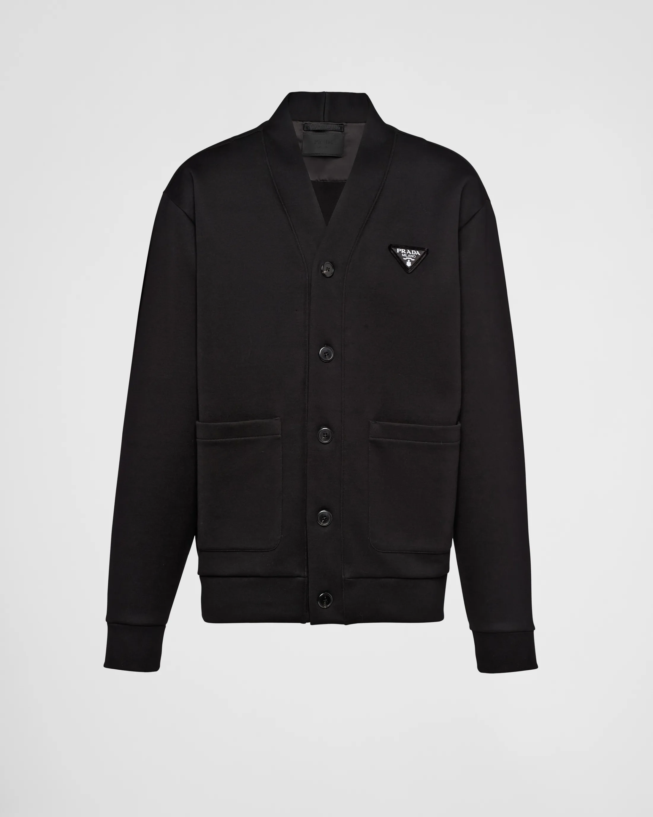 Prada Cotton fleece cardigan Black Flash Sale