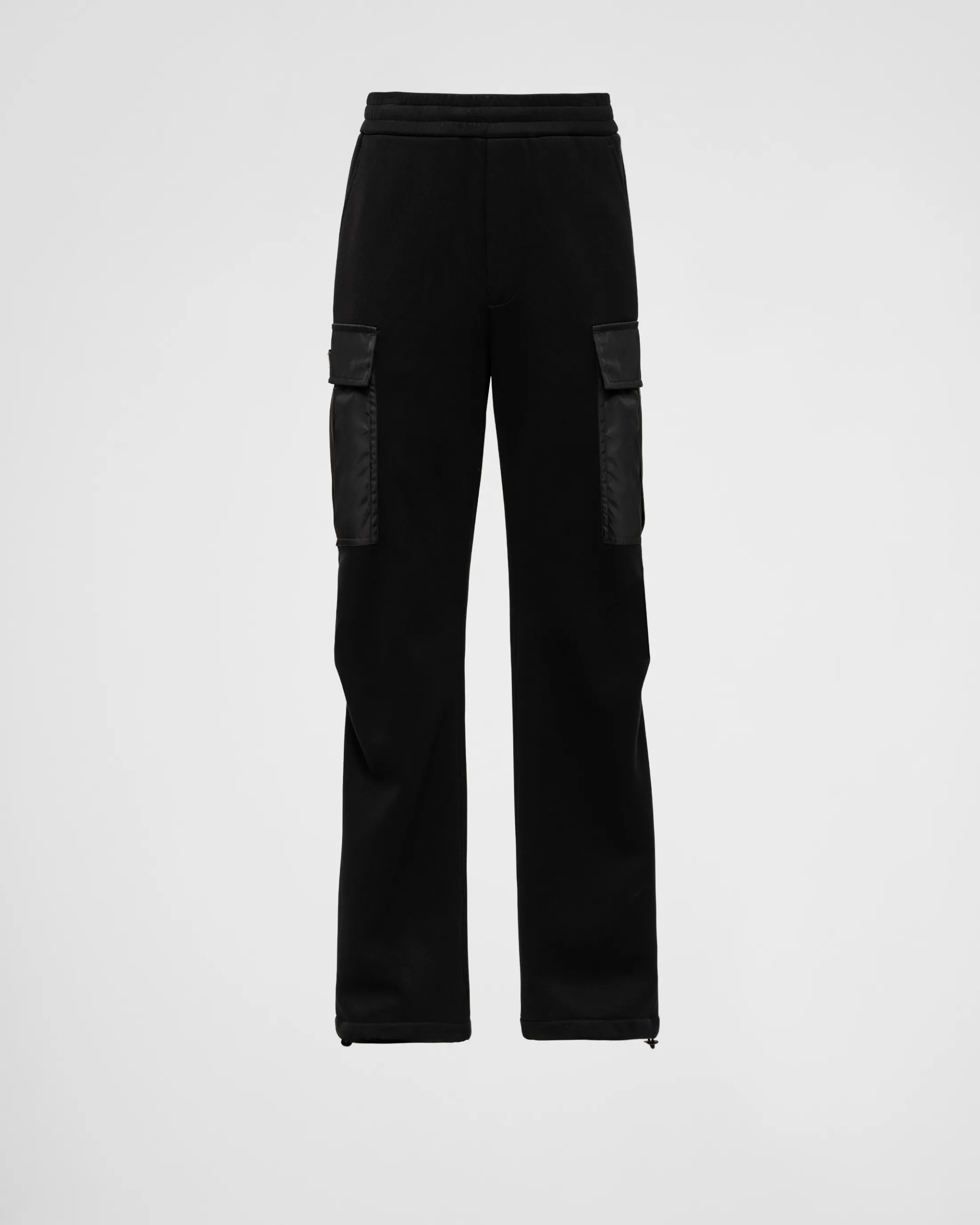 Prada Cotton fleece pants with Re-Nylon details Black/black Discount