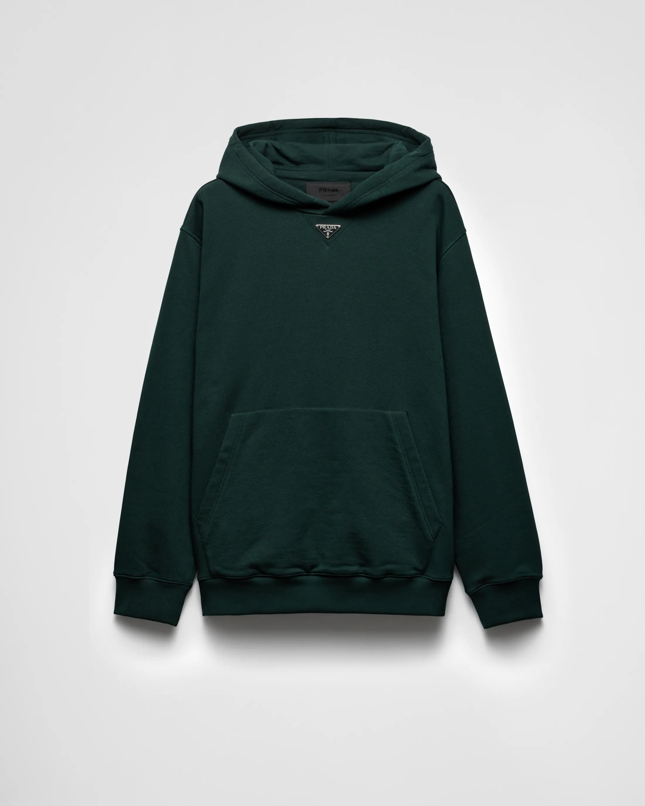 Prada Cotton hoodie Bottlegreen New