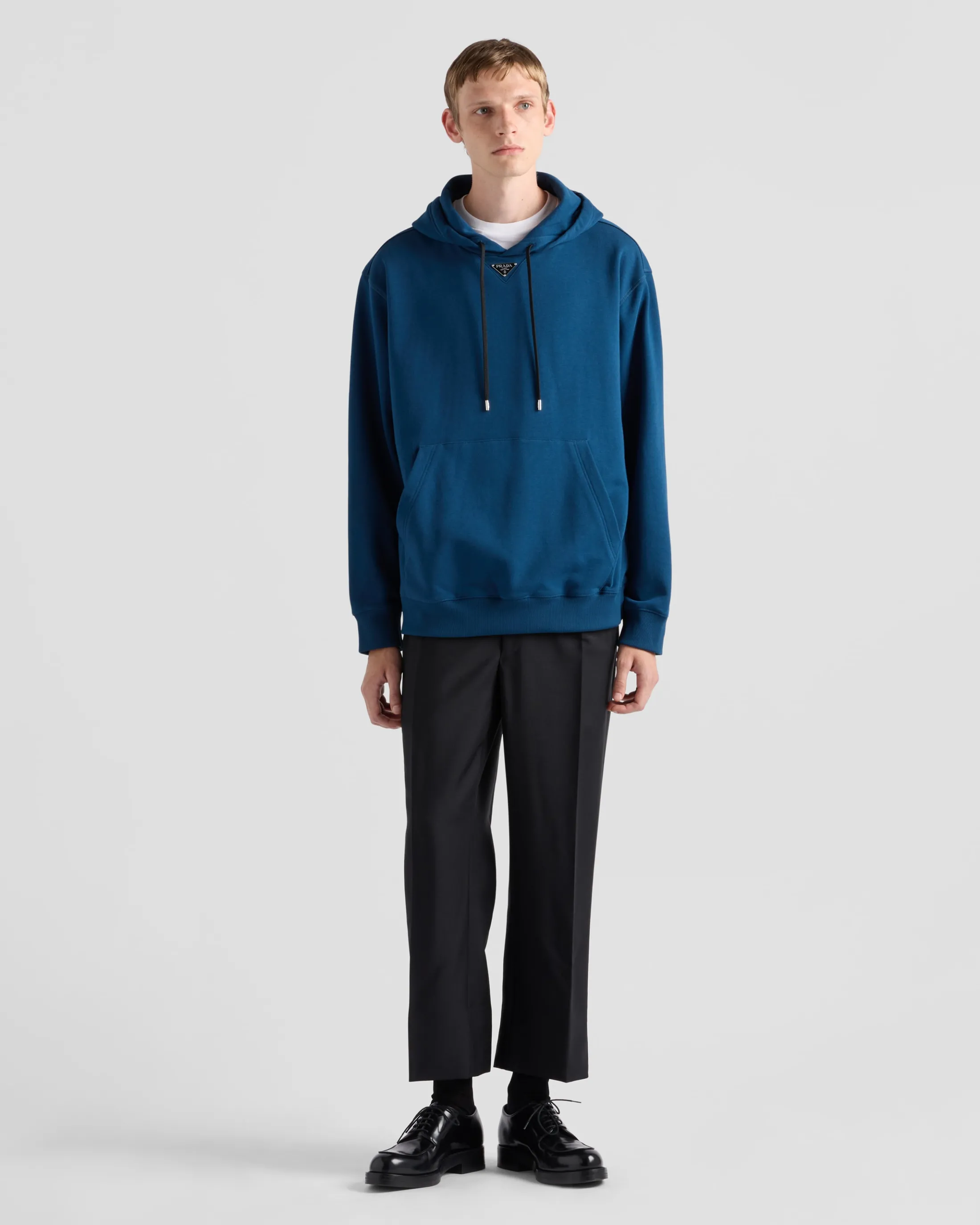 Prada Cotton hoodie Aviatorblue Outlet