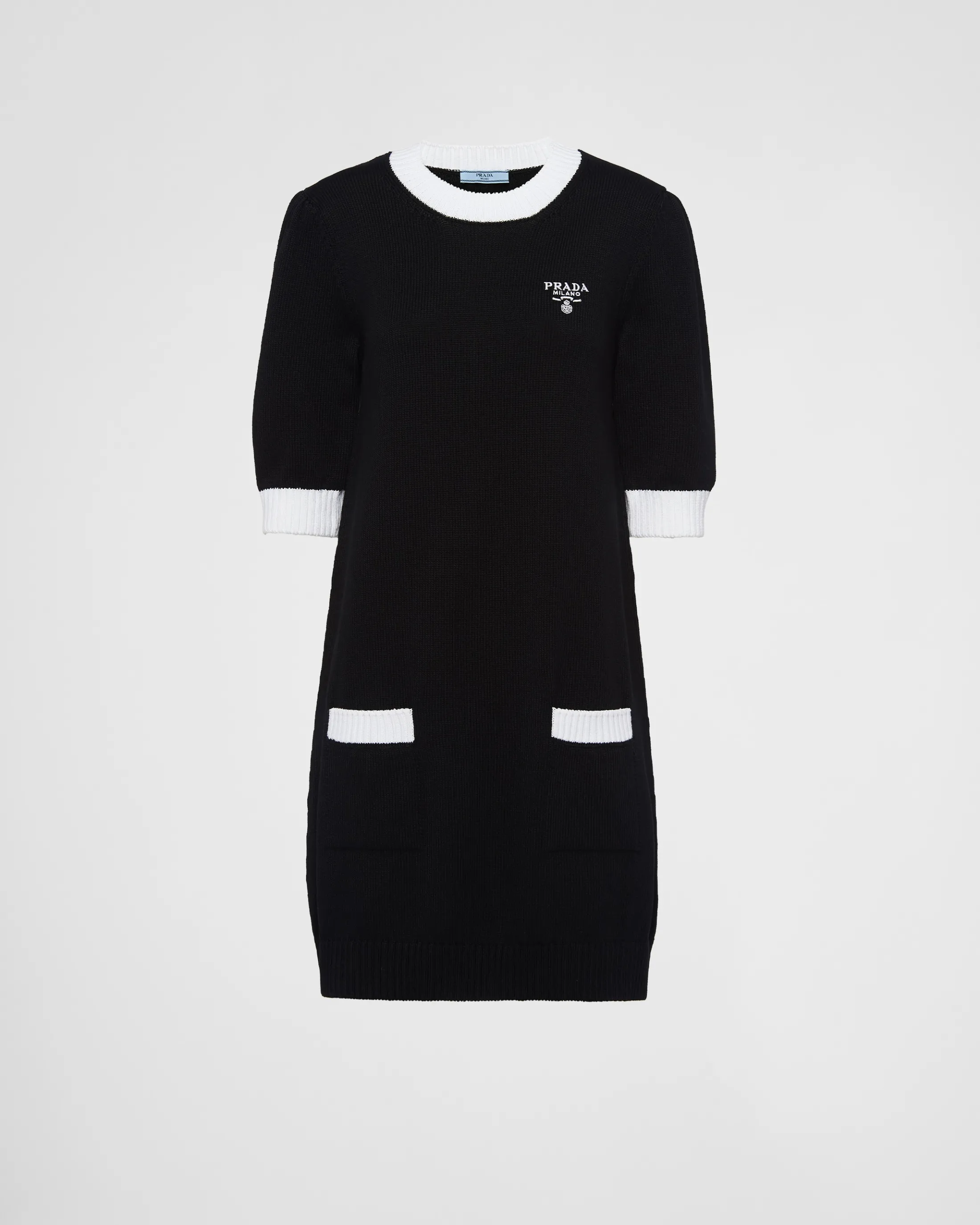 Prada Cotton mini-dress Black/white Cheap