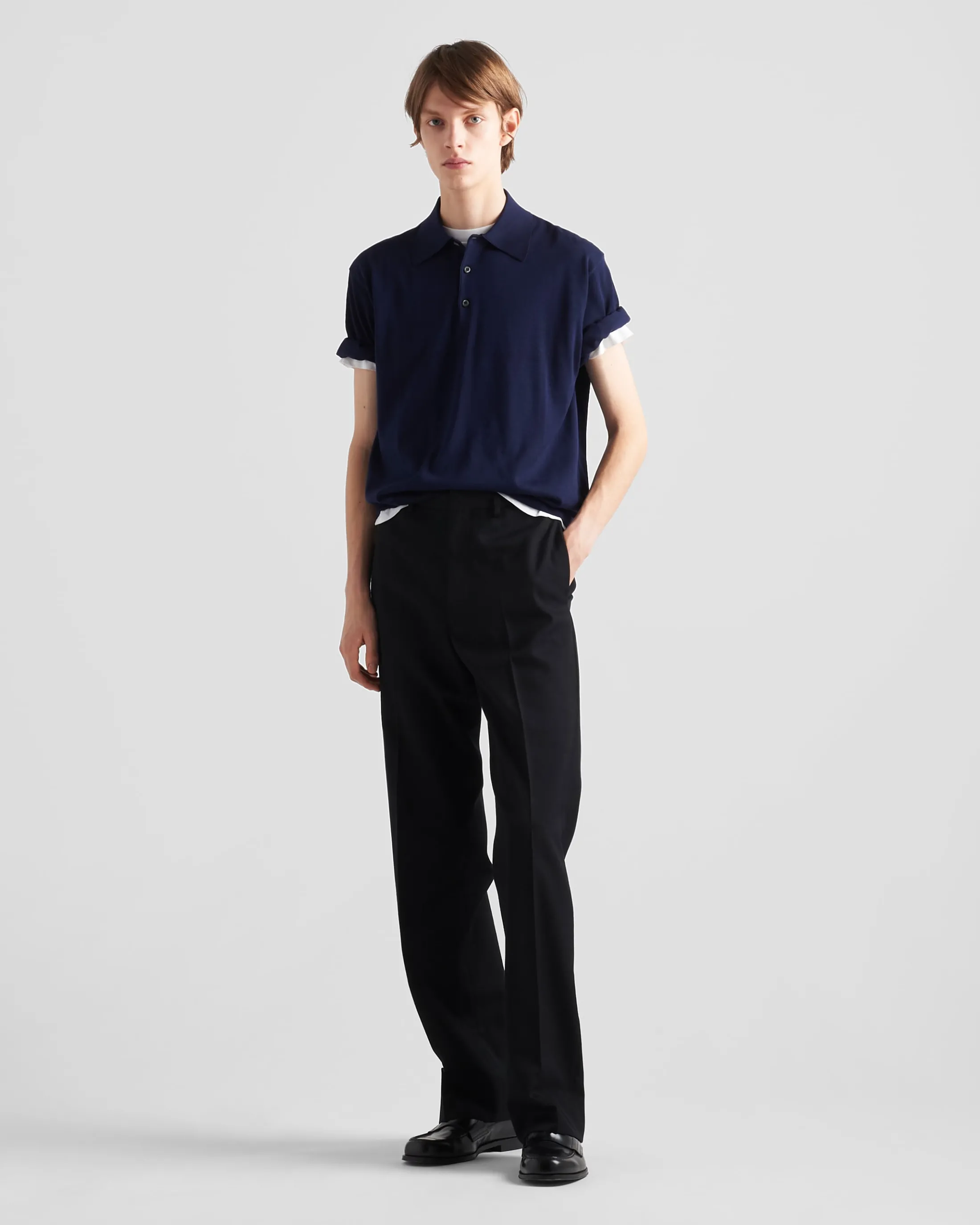 Prada Cotton polo shirt Navy Flash Sale