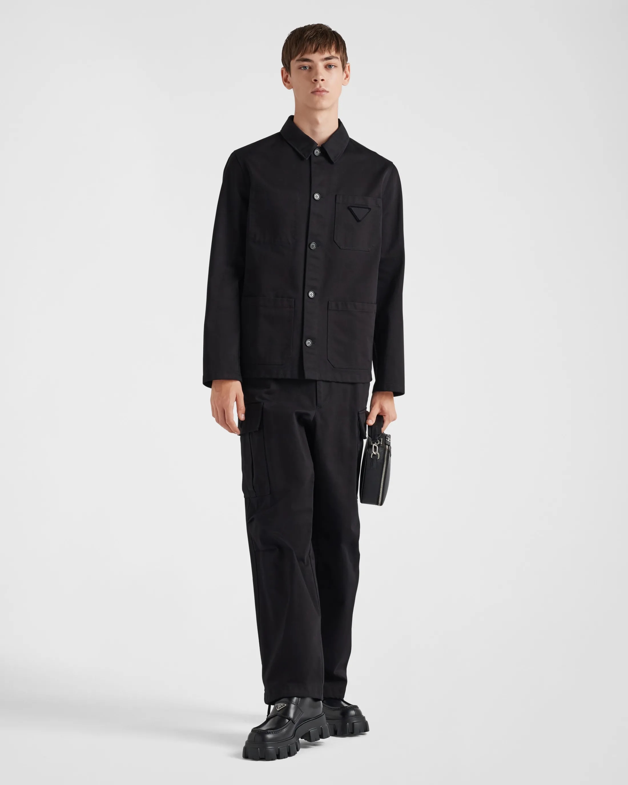 Prada Cotton satin cargo pants Black Best Sale