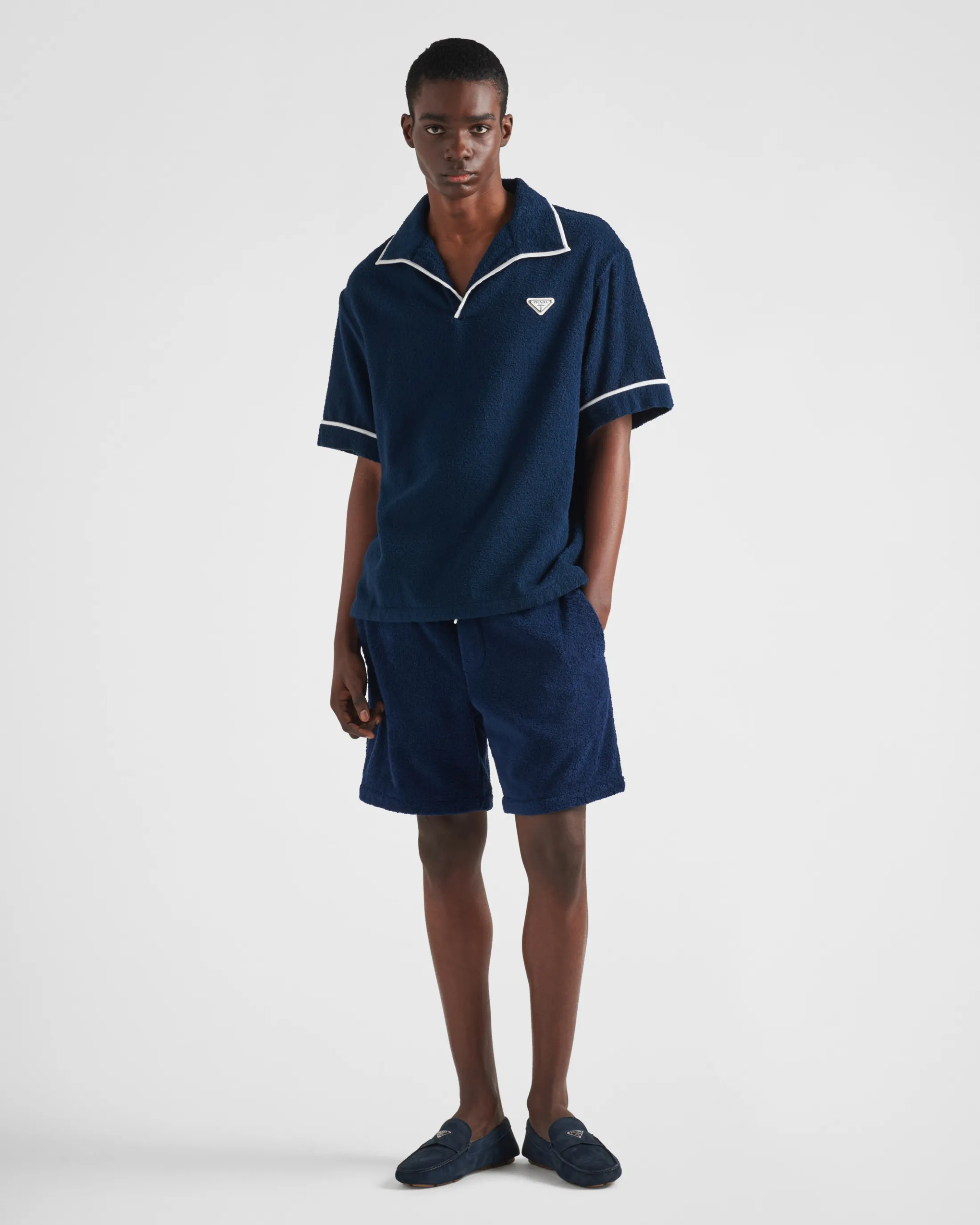 Prada Cotton terry shorts Navy Best Sale