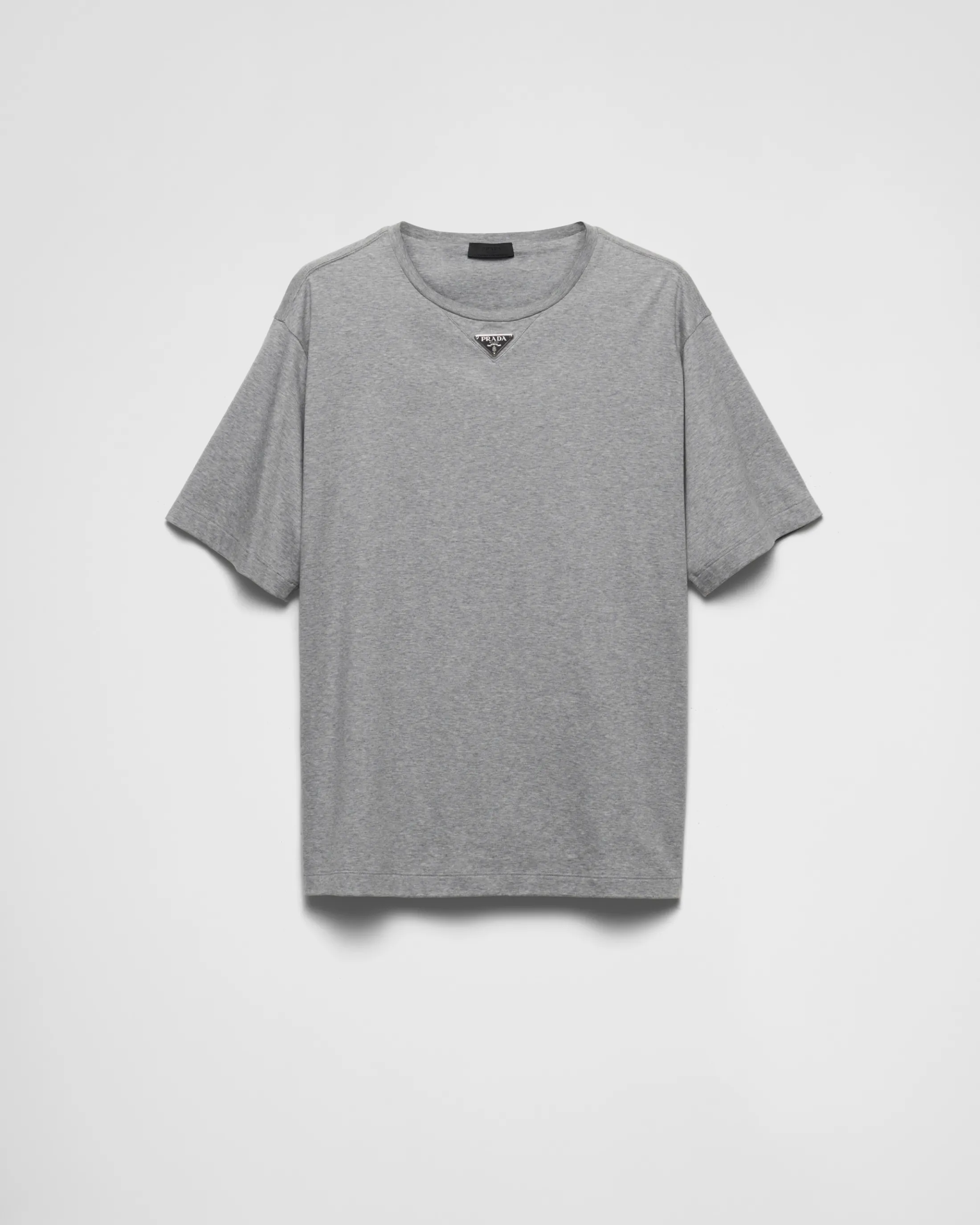 Prada Cotton T-shirt Grey Flash Sale