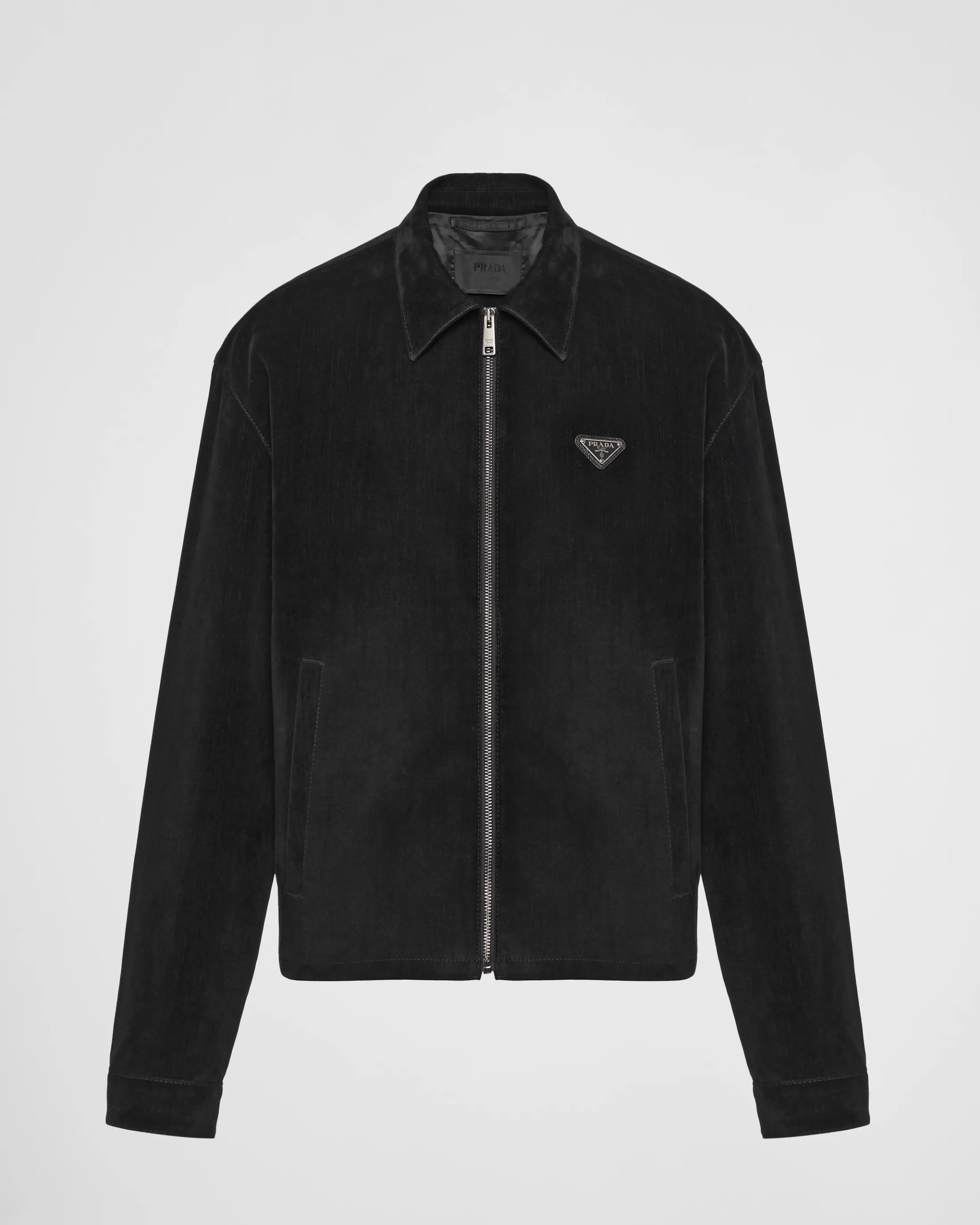 Prada Cotton velvet blouson jacket Black Clearance