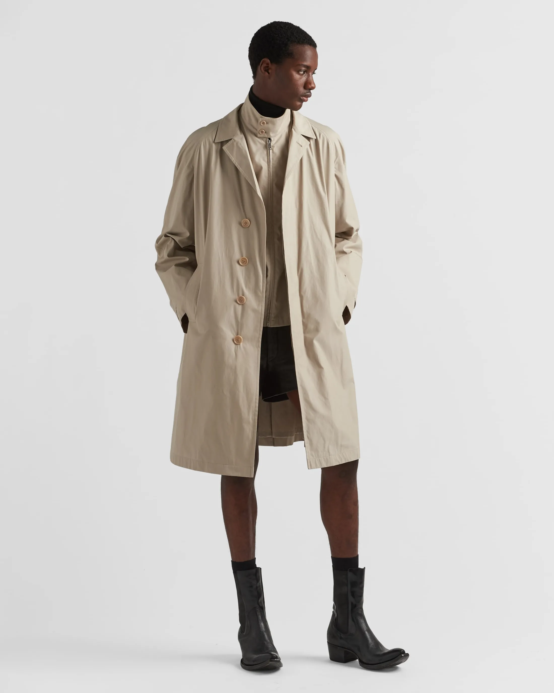 Prada Cotton-blend overcoat Limestone Store