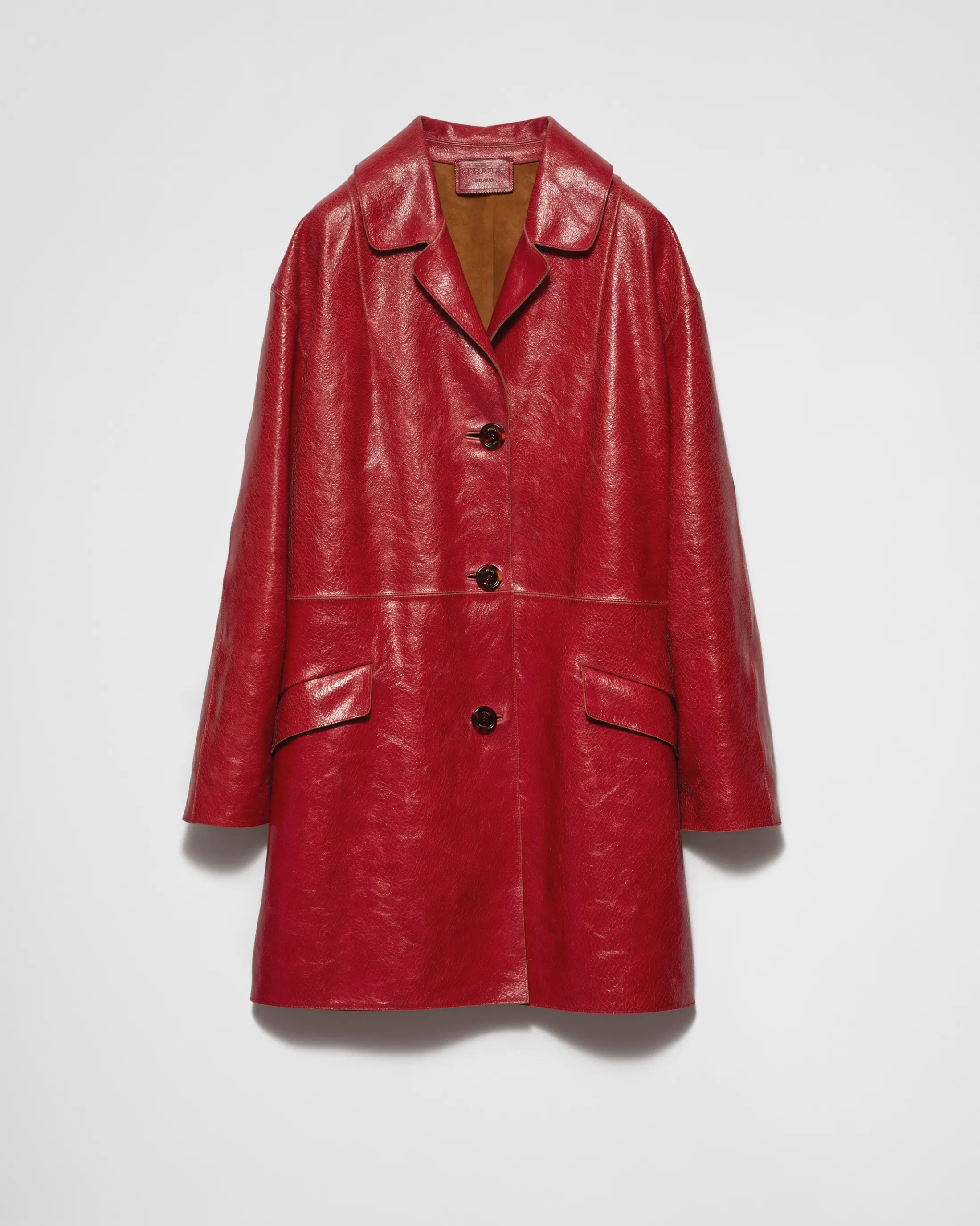 Prada Crackle suede coat Red Online