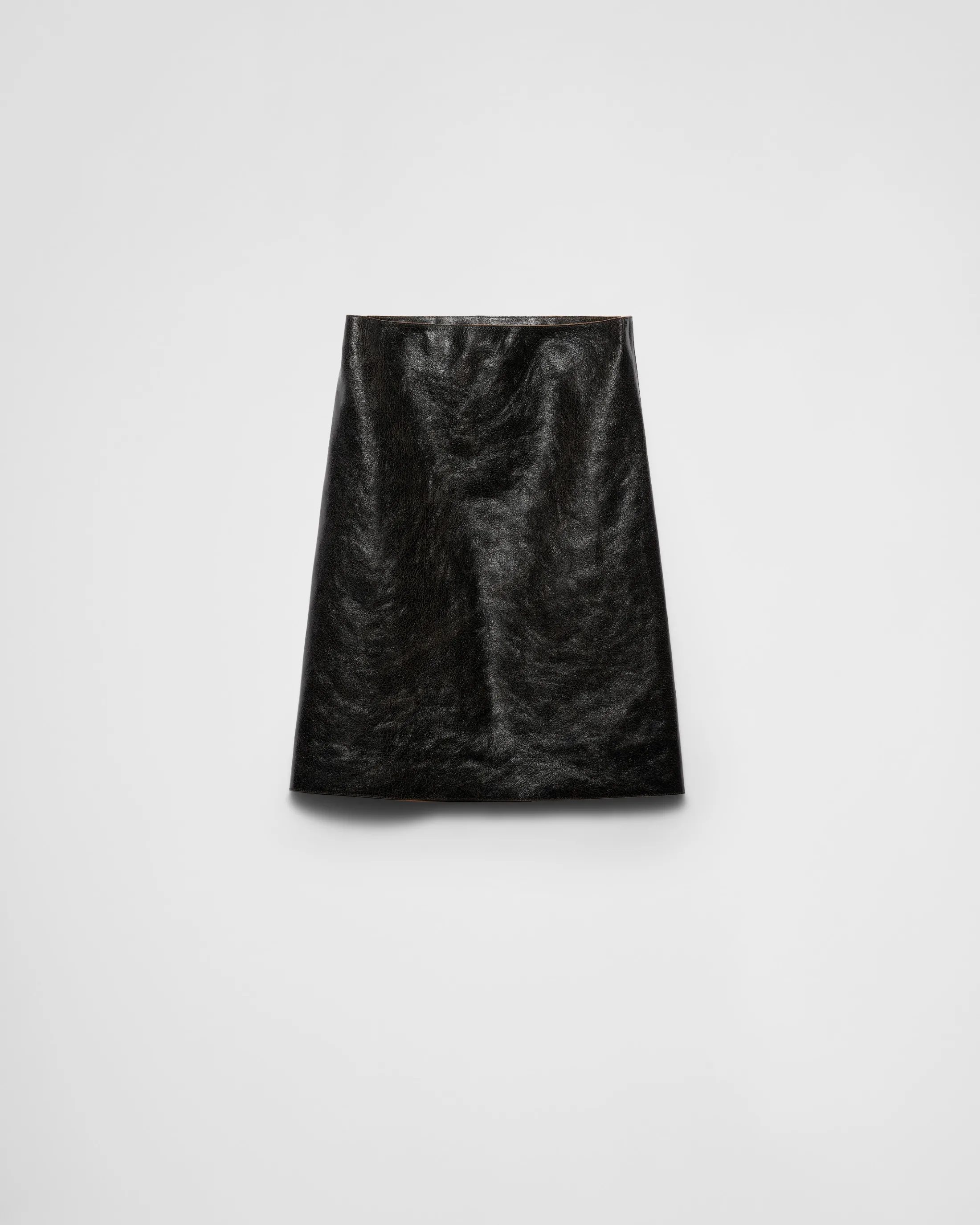 Prada Craquelé leather skirt Black Outlet