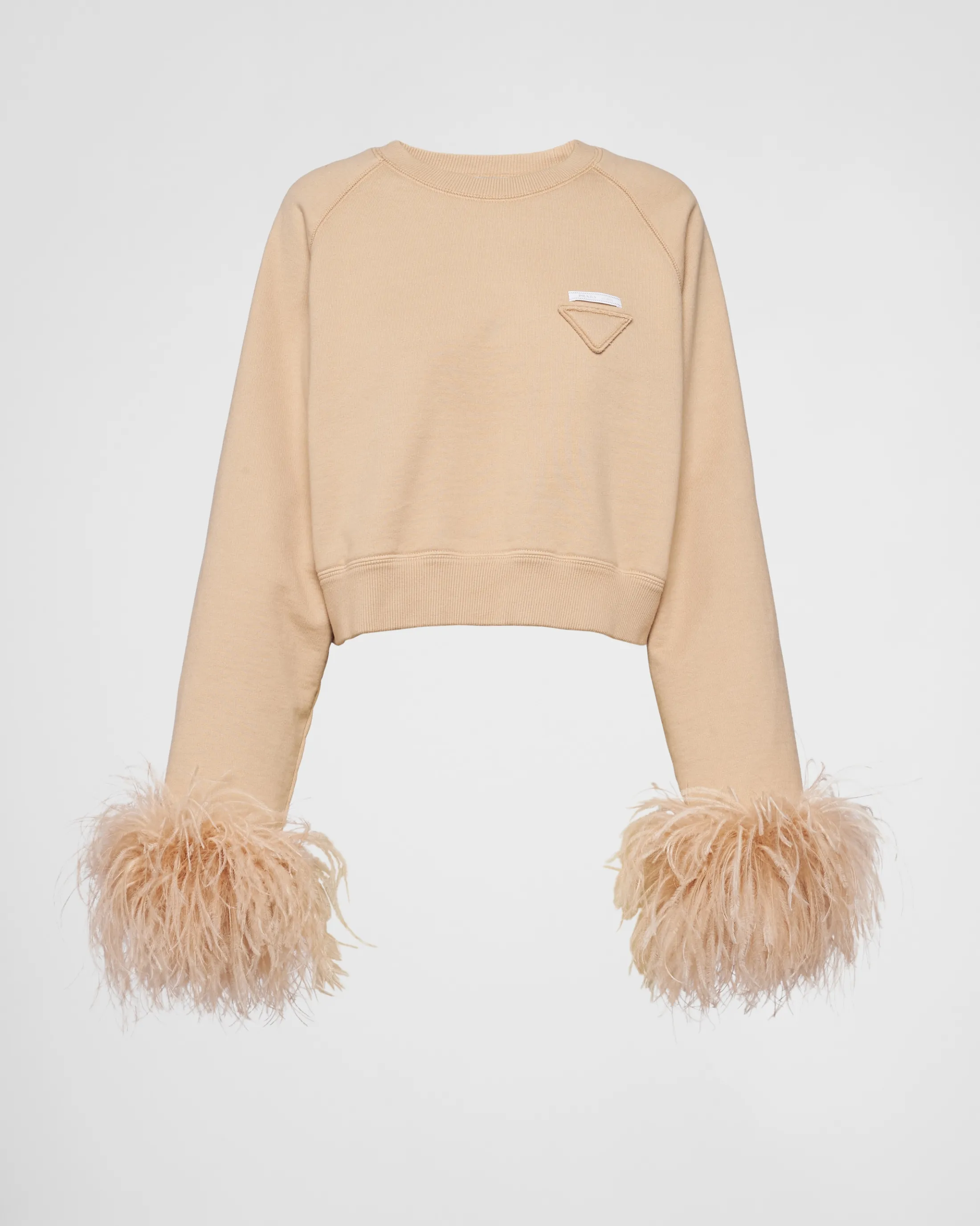 Prada Crew-neck sweatshirt with feather trim Albinowhite Store