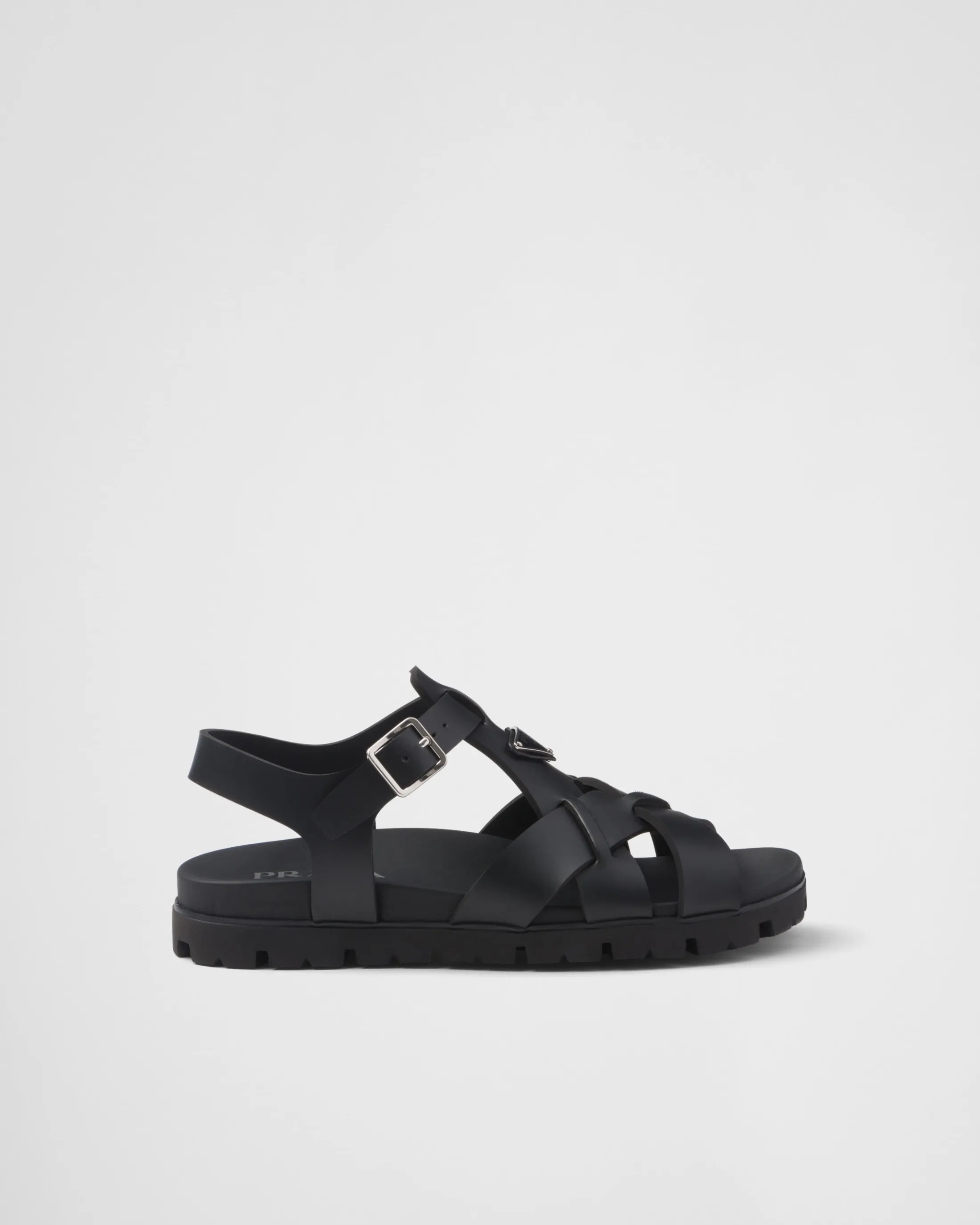 Prada Crisscross rubber sandals Black Store